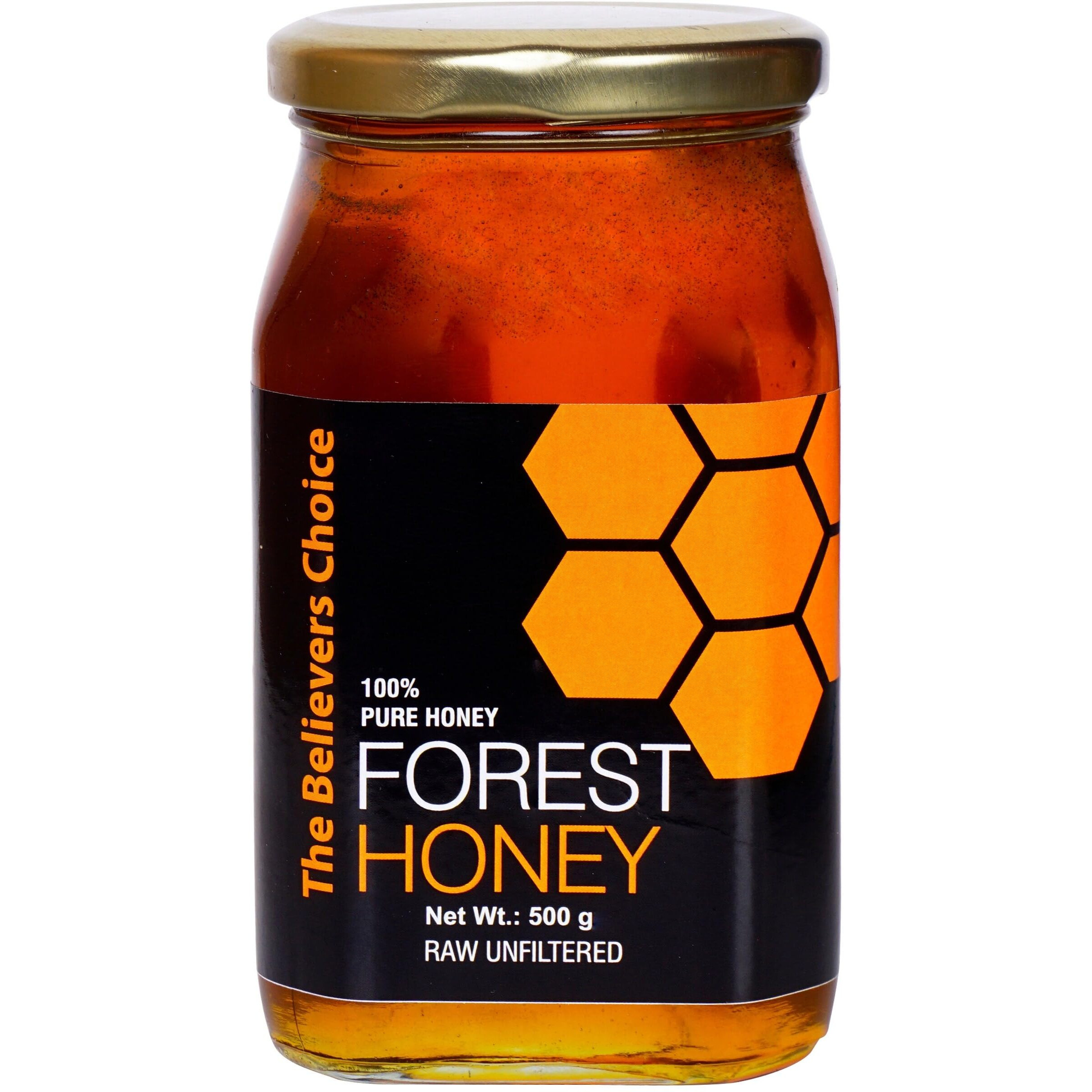 The Believers Choice Raw Organic Forest Honey, Wild, Unprocessed, Unheated, Non Pasteurized, Original Honey 100% Pure and Natural, Collected from Deep Forest, 500 Gram jar