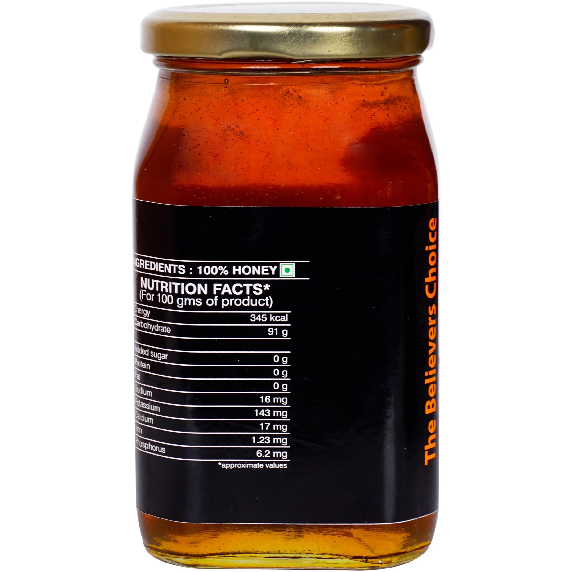 The Believers Choice Raw Organic Forest Honey, Wild, Unprocessed, Unheated, Non Pasteurized, Original Honey 100% Pure and Natural, Collected from Deep Forest, 500 Gram jar