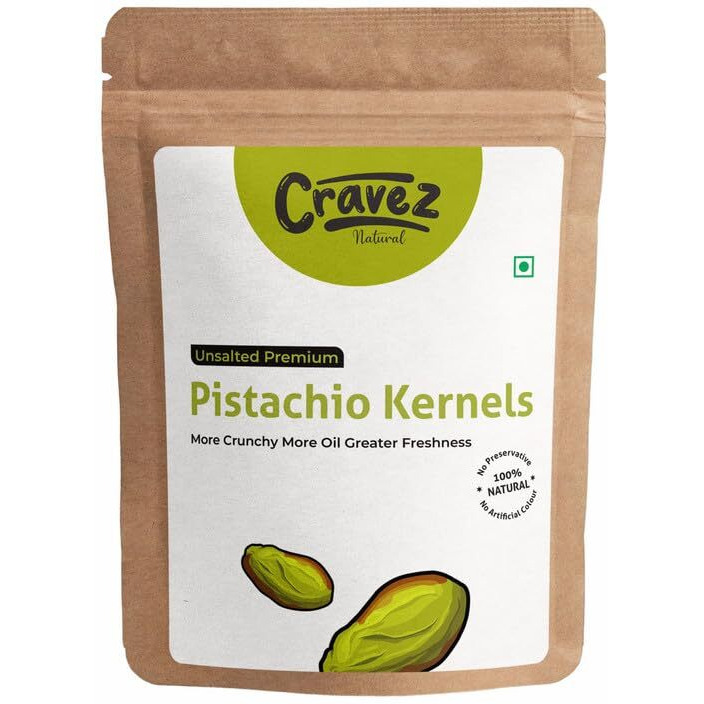 Cravez Premium Unsalted Whole Pista Kernels - 500 gm | Imported | Fresh & Crunchy | (Grade A ++ Nuts, Premium Jumbo Size, Imported) Packed in Vaccum pouch for Freshness
