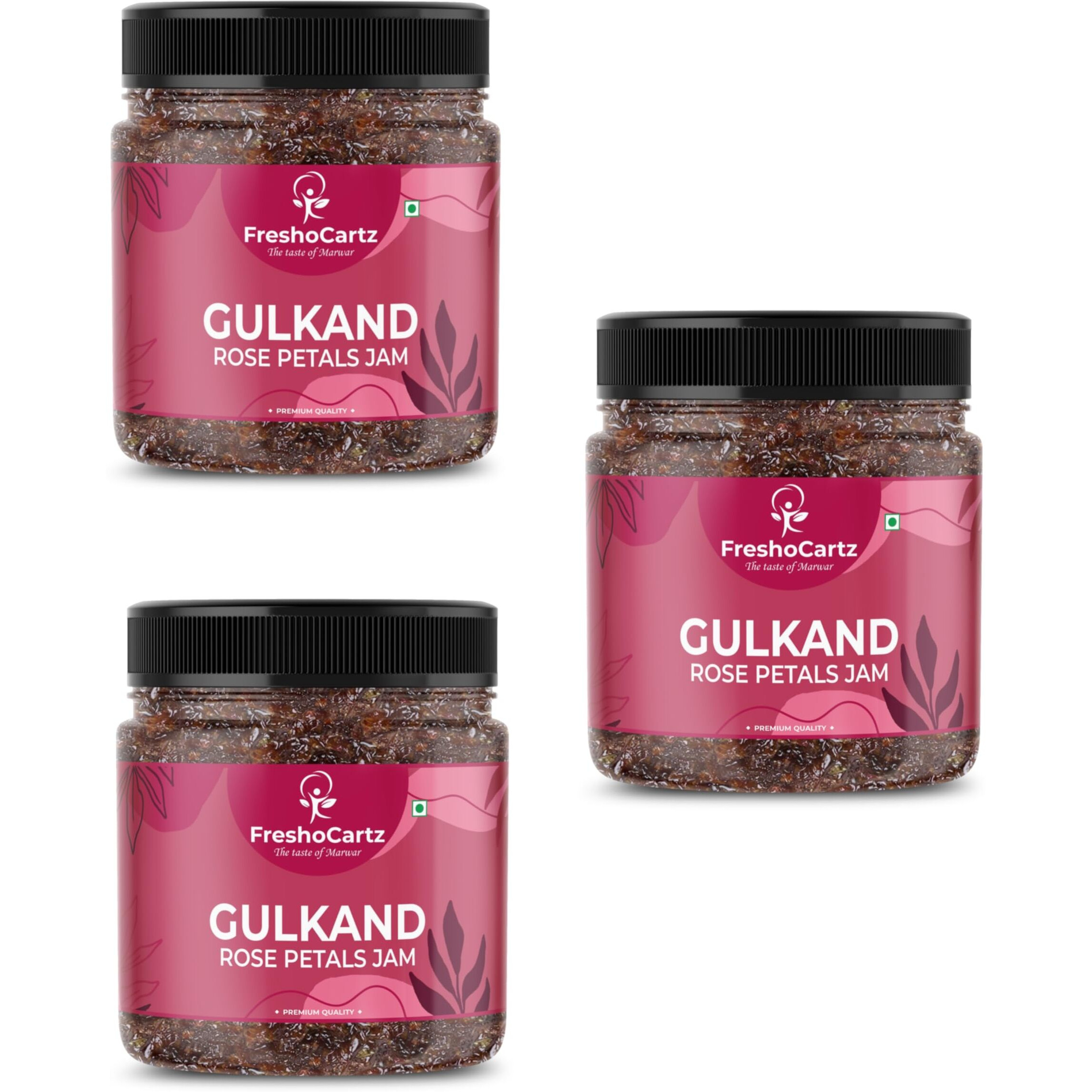 FreshoCartz Himalyan Gulkand | Rose Petal Jam | 100% Sun-Cooked Pure No Artificial Flavours | Digestive & Healthy Rose Gulkand - Jar Pack (400g (Pack of 3))