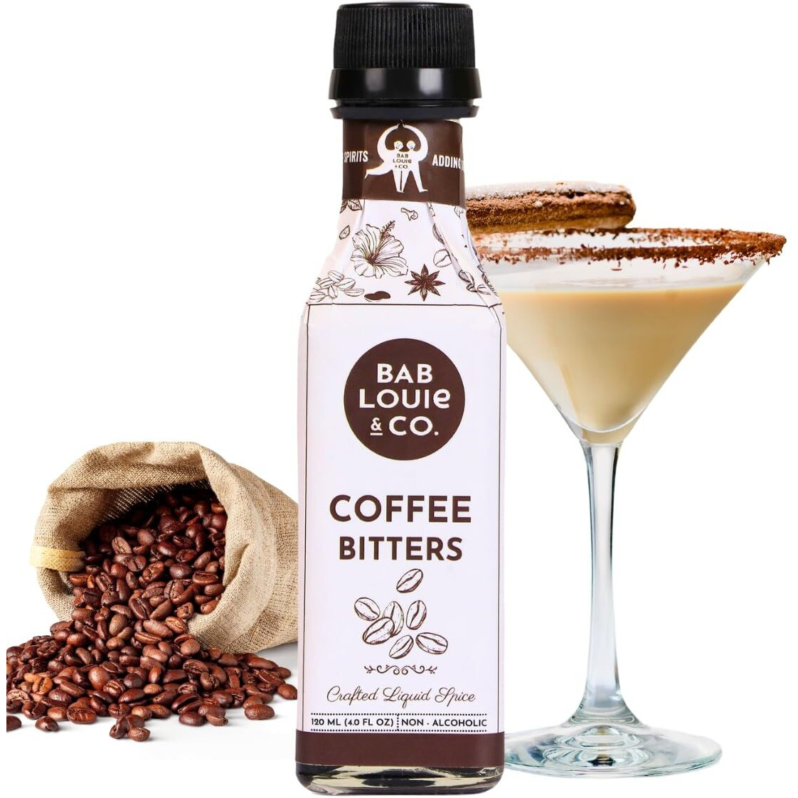 Bab Louie & Co. Coffee Bitter for Cocktails 120ml| Indias First Non-Alcoholic Handcrafted Bitters | 100% Natural Made with Real Fruits, Herbs & Spices | Zero Preservatives | Zero Sugar