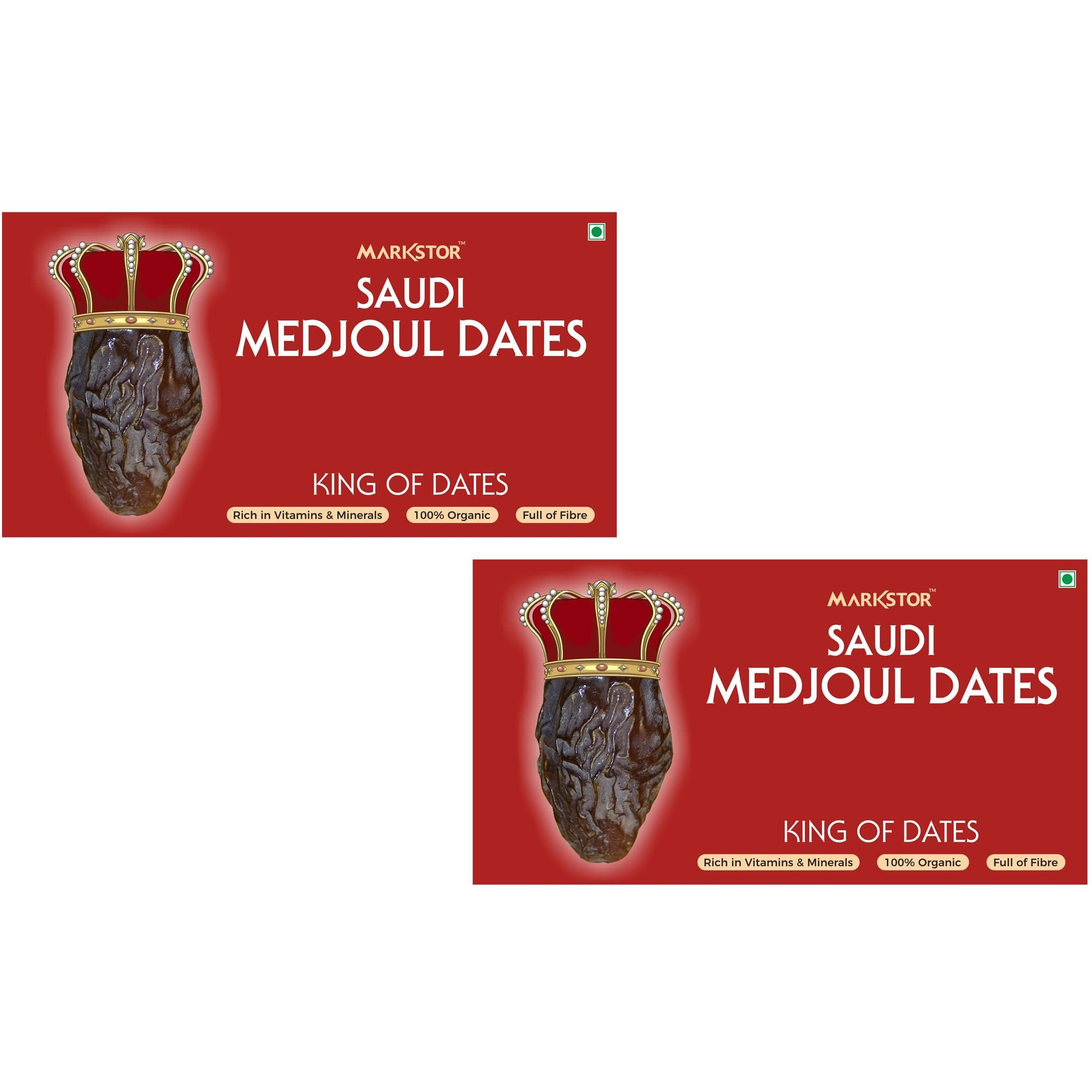 Markstor Fresh Saudi Medjoul Dates - King of Dates - 1 Kg [500g x 2] - Topmost Medjoul Dates graded A Plus