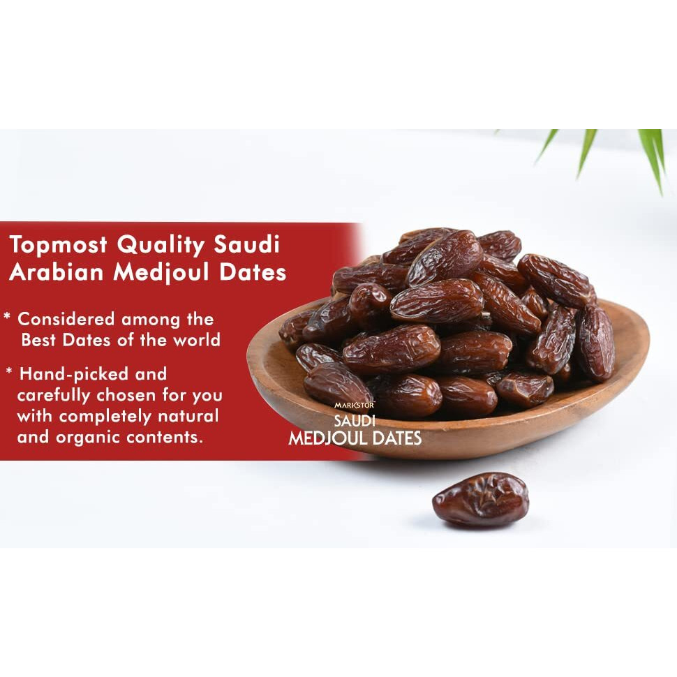 Markstor Fresh Saudi Medjoul Dates - King of Dates - 1 Kg [500g x 2] - Topmost Medjoul Dates graded A Plus