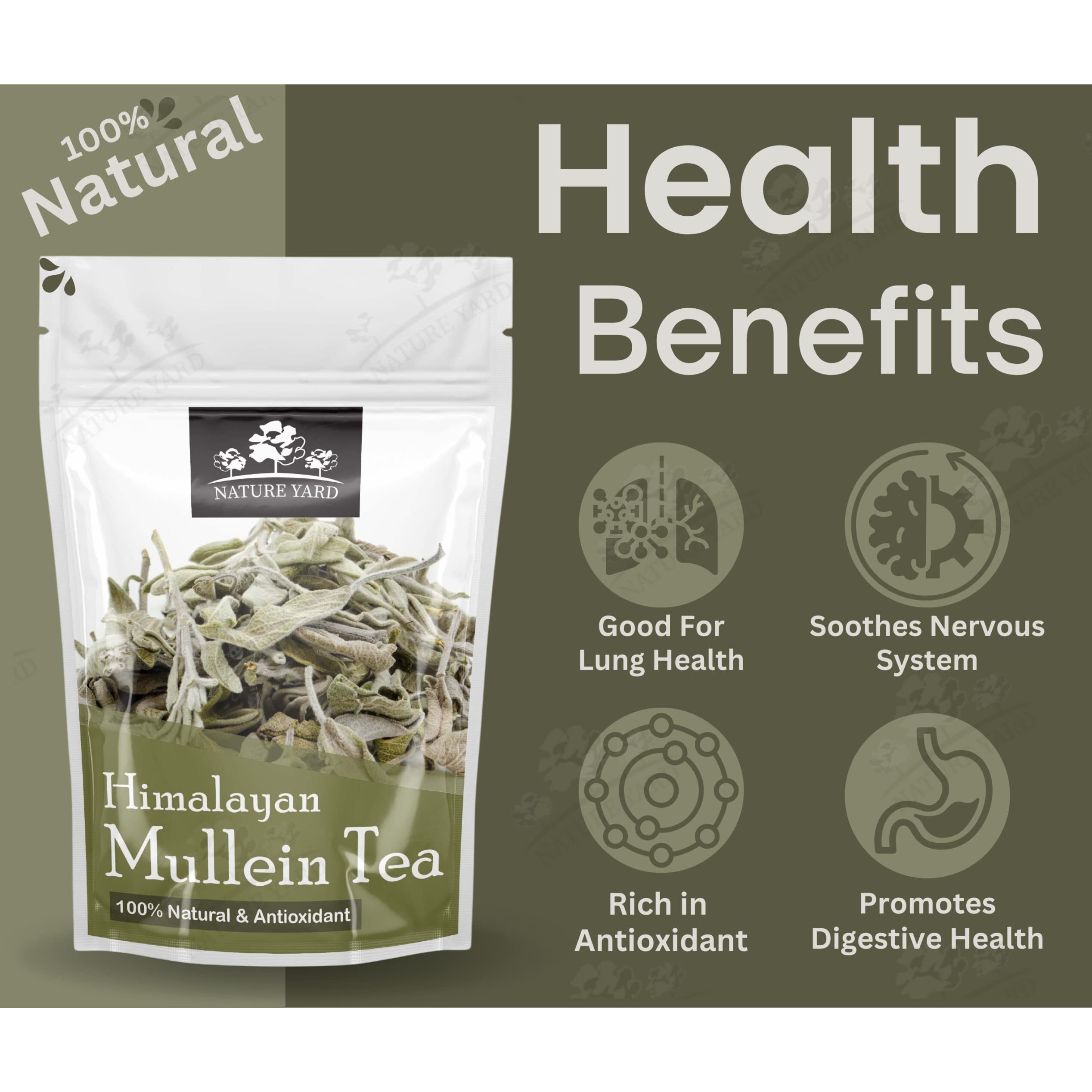NATURE YARD Mullein Tea For Lungs - 400Gm - Himalayan Lung Detox Leaves For Immune & Respiratory System, Green Tea