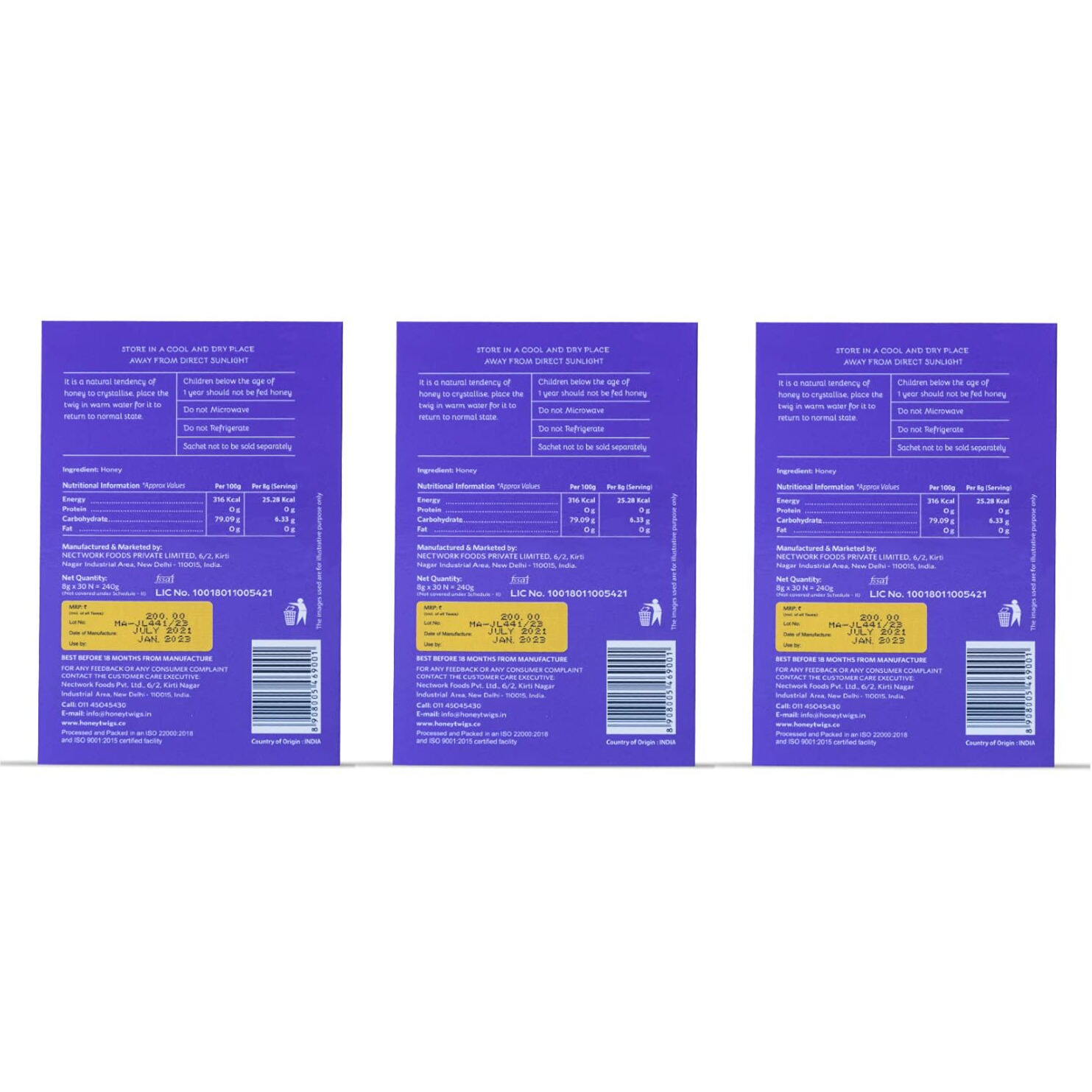 Honey Twigs Himalayan Multiflora Honey | 100% Natural & Pure Honey, 720gms (90 Single Sachets) | Grade A Himalayan Honey - Traceable Source | Zero Additives | Zero Added Sugar | Immunity Booster