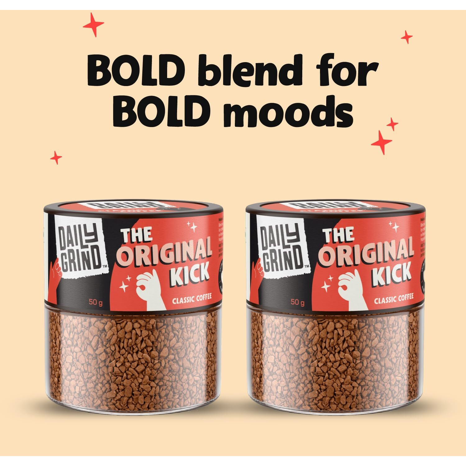 DAILYGRIND Classic Flavored Instant Coffee Powder Combo Pack of 2 Jar x 50g |100% Arabica Beans For Both Hot & Cold Coffee | Makes 50 Cups