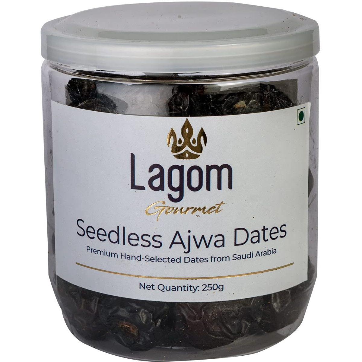 Lagom Gourmet Seedless Ajwa Dates 250G|Saudi Arabia Dates|All Natural|No Preservatives|No Added Sugar|Gluten Free|Vegan|Plant Based|Non Gmo|Dates Dry Fruits|Khajur|Khajoor|Khejur