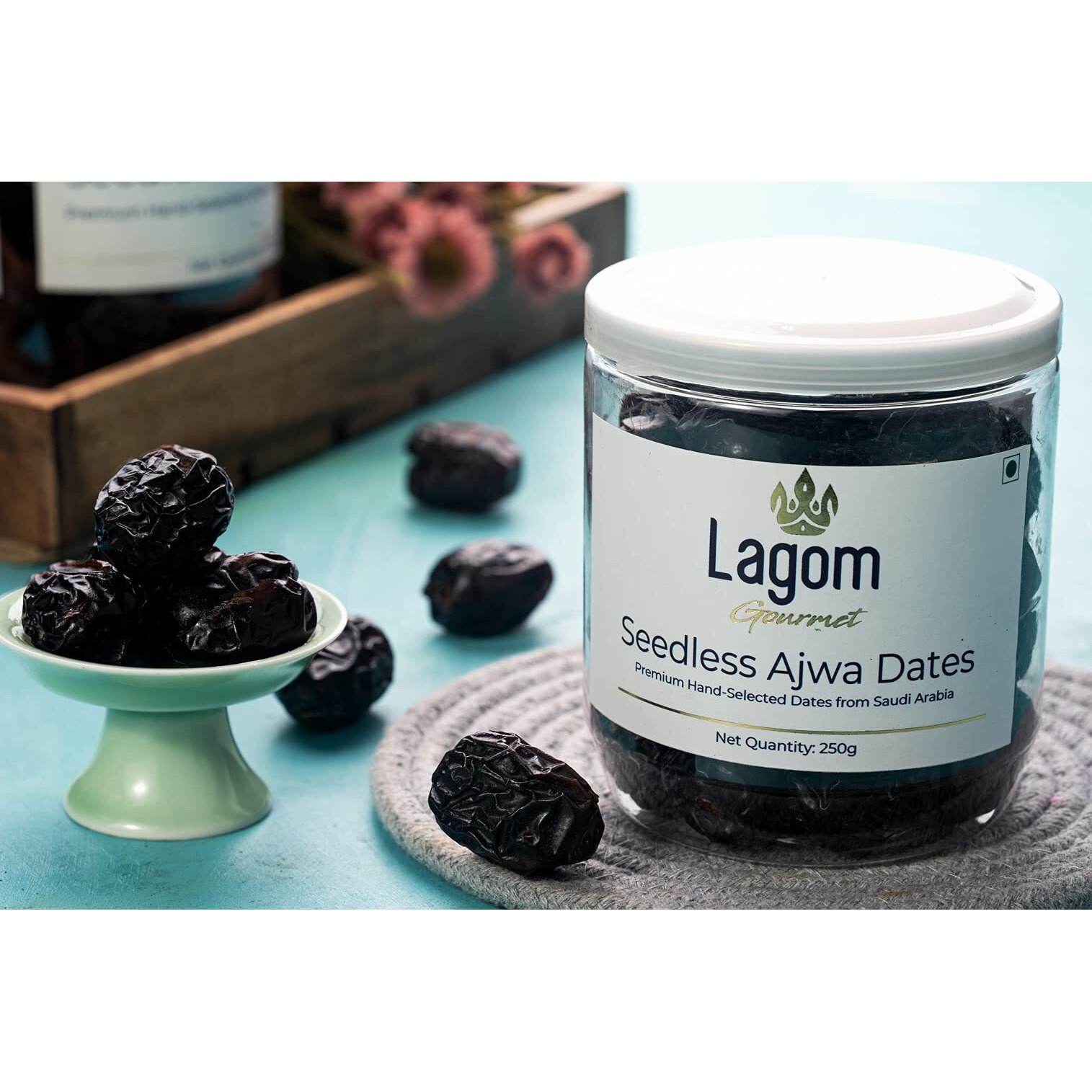 Lagom Gourmet Seedless Ajwa Dates 250G|Saudi Arabia Dates|All Natural|No Preservatives|No Added Sugar|Gluten Free|Vegan|Plant Based|Non Gmo|Dates Dry Fruits|Khajur|Khajoor|Khejur