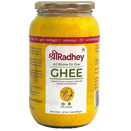 SHREERADHEY A2 gir cow ghe (1 Litre Glass Bottle)
