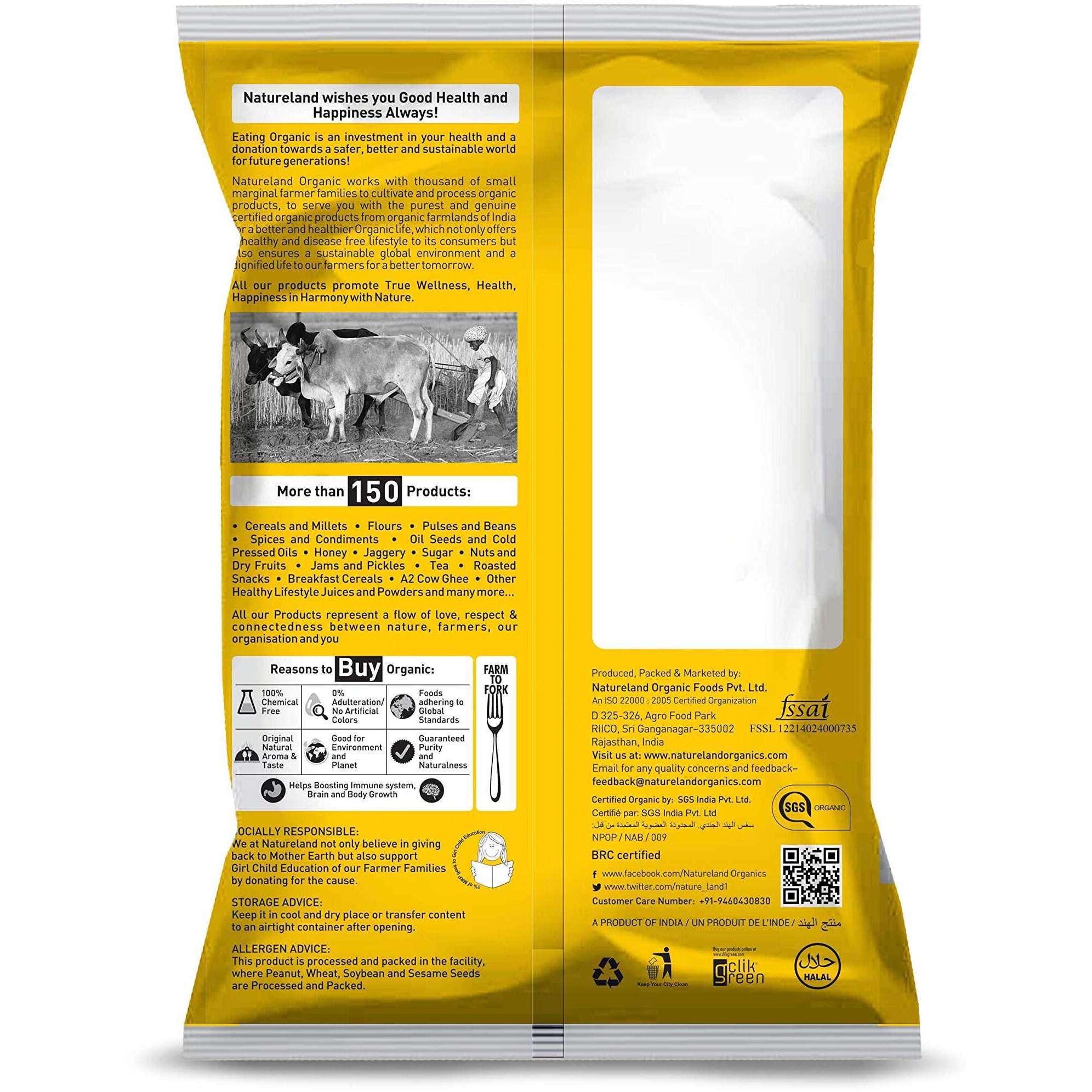 Natureland Organics Moong Dal Yellow/Split Washed 500 Gm (pack of 2) Total 1 KG - Organic Pulses