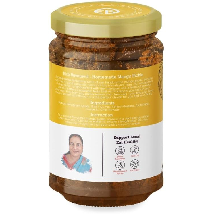 First Bud Organics Homemade Mango Pickle - 500gm x 2 | Authentic Indian Taste & Secret Rajashtani Receipe | Dry & Spicy Mango Pickle | Handmade With Fresh ingredients | Perfect For Meals & Snacks
