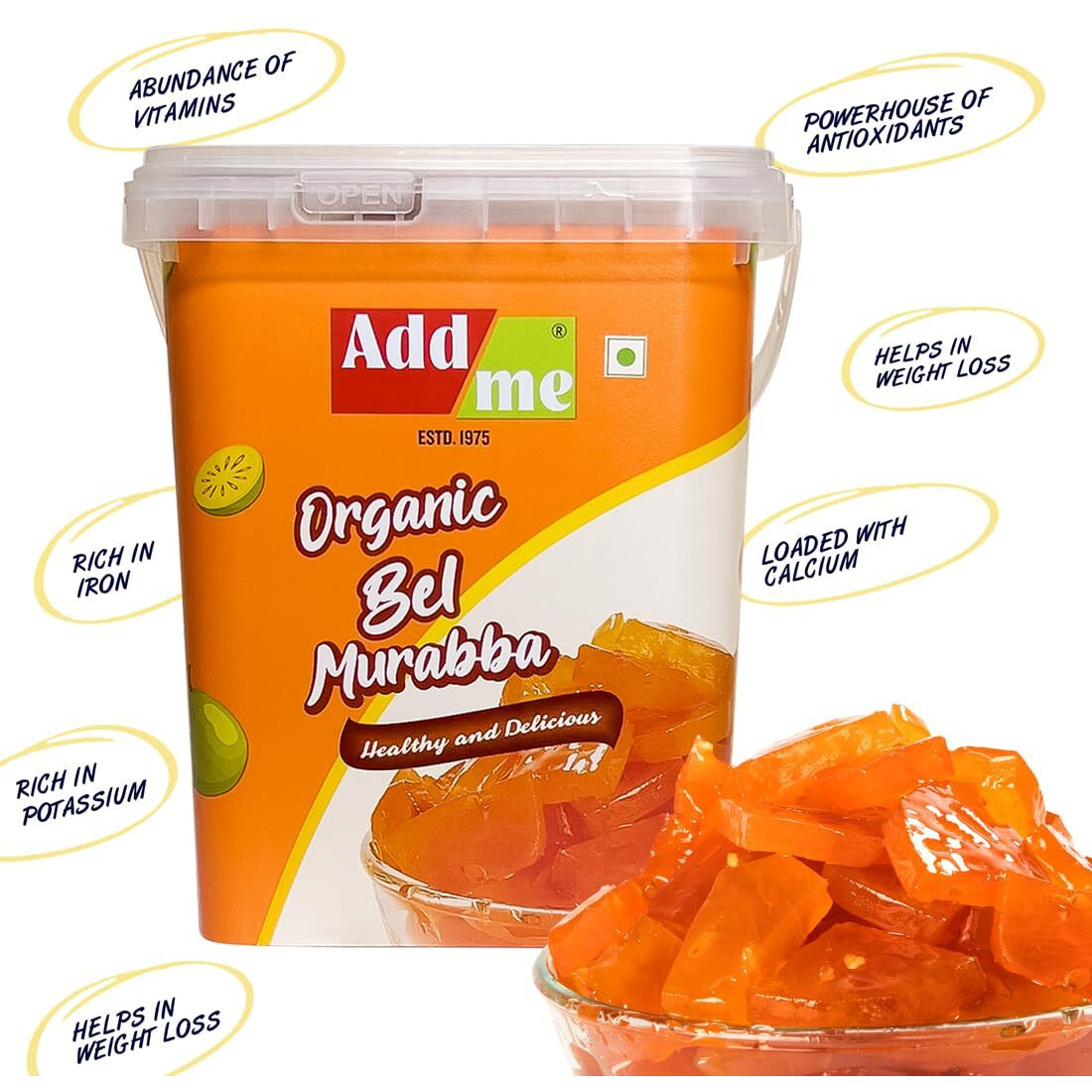 Add me bel Giri ka murabba Vacuum Packed Without Syrup Sweet Bel Muraba (750 g) - Pack of 2 Immunity Booster Packs