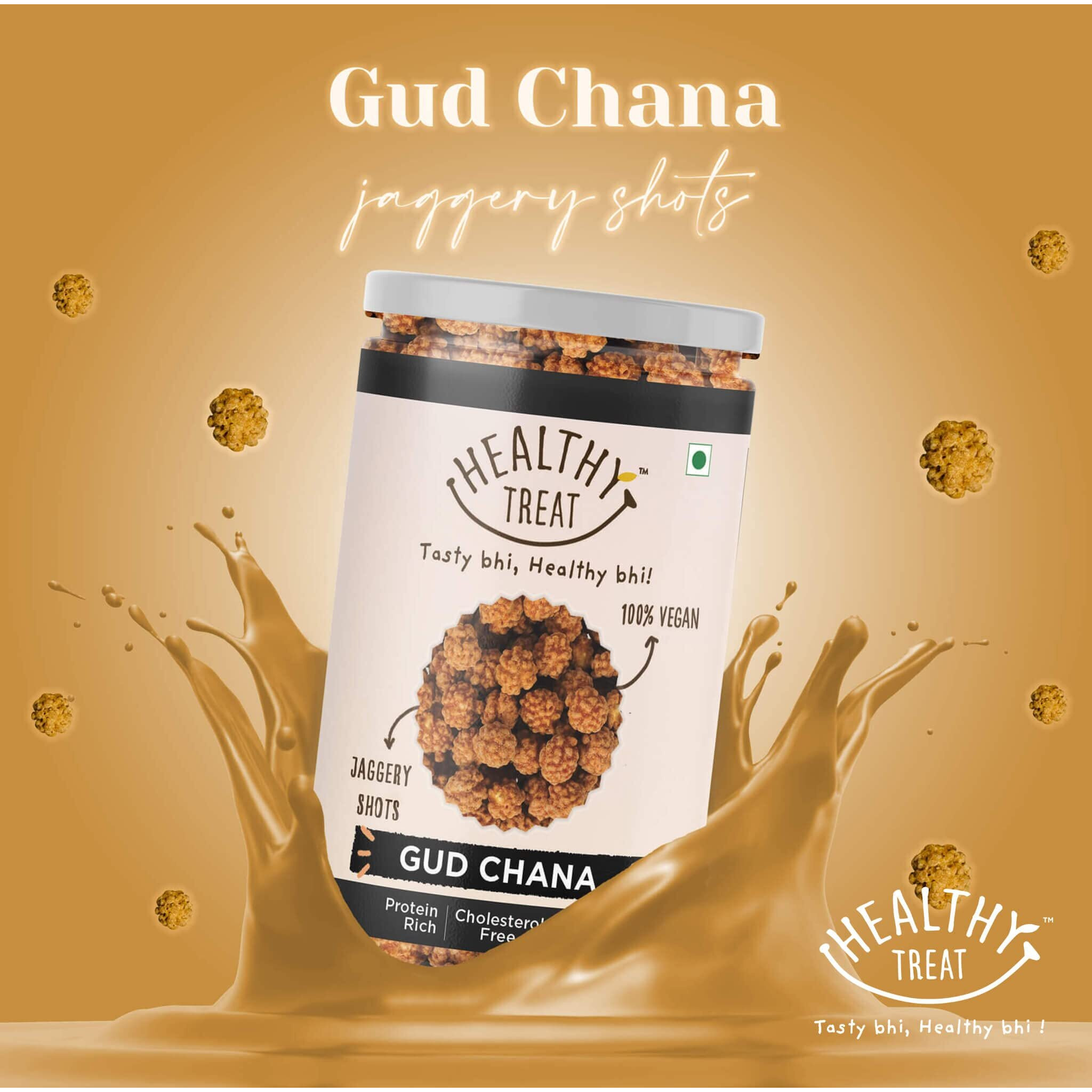 Healthy Treat Gur Chana 1kg | Jaggery Coated Chana | Gud Chana | Roasted Chickpeas with Natural Jaggery | Immunity Booster | Delicious and Healthy Gur Chana Snacks