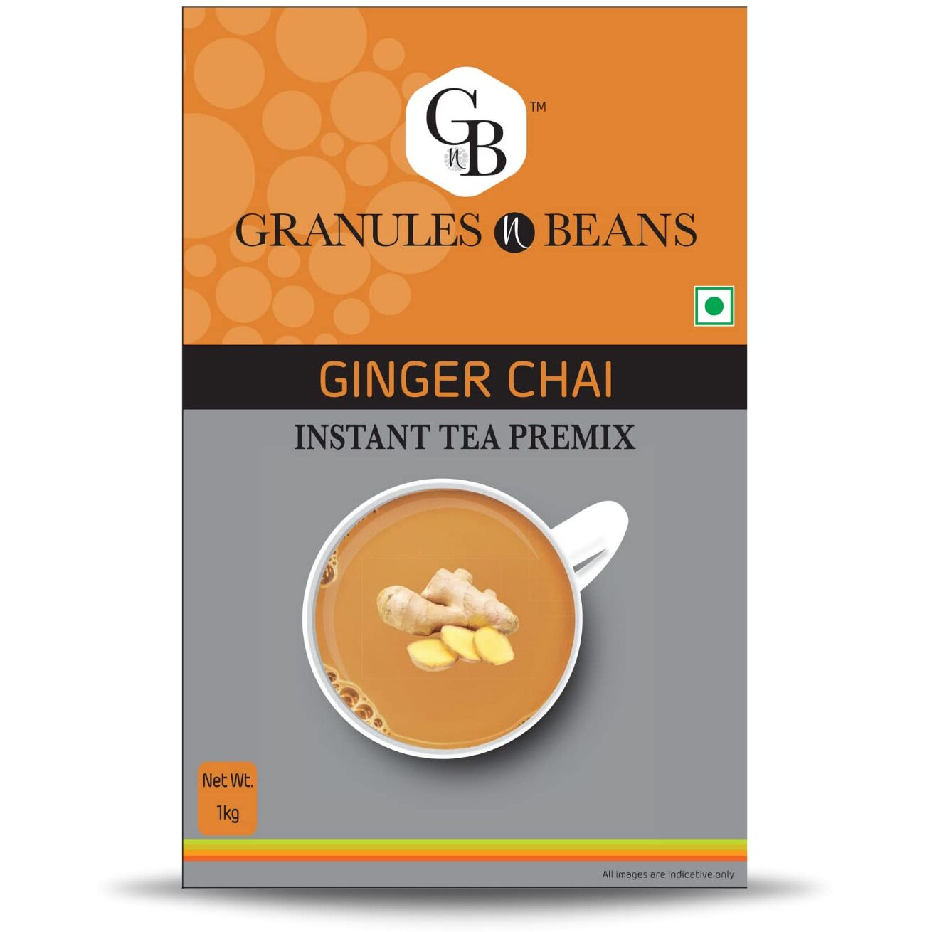 GnB GRANULES n BEANS Ginger Chai Instant Tea Premix - (10 Sachet X 14G  140 Gram) (Pack Of 16)