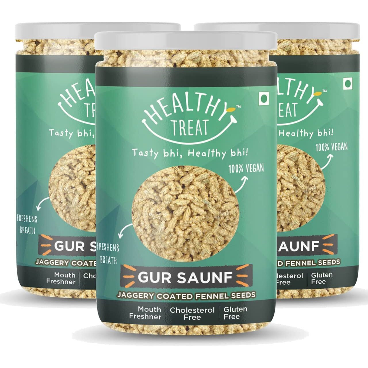 Healthy Treat Gur Saunf 600G|Jaggery Coated Saunf|Gud Saunf|Digestive, After-Meal|Mouth Freshener Gur Saunf|Perfect For Snacking Anytime|( Pack Of 3 - 200Gm Each )
