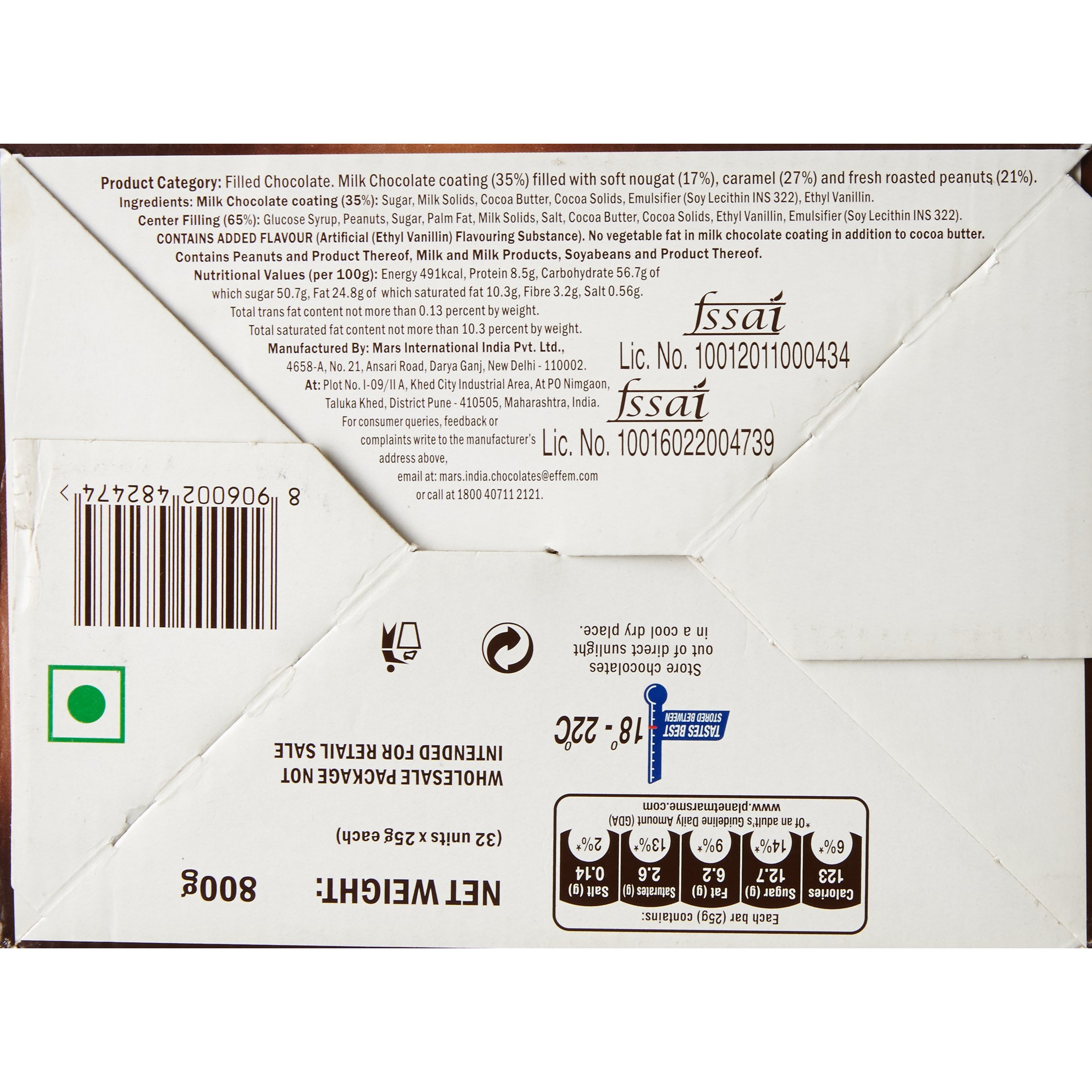 Snickers Peanut Filled Chocolate Bar Loaded With Delicious & Nutritious Roasted Peanuts, Nougat And Caramel Delight Great For Sharing With Family & Friends 22 G Pack Of 32,500 Grams