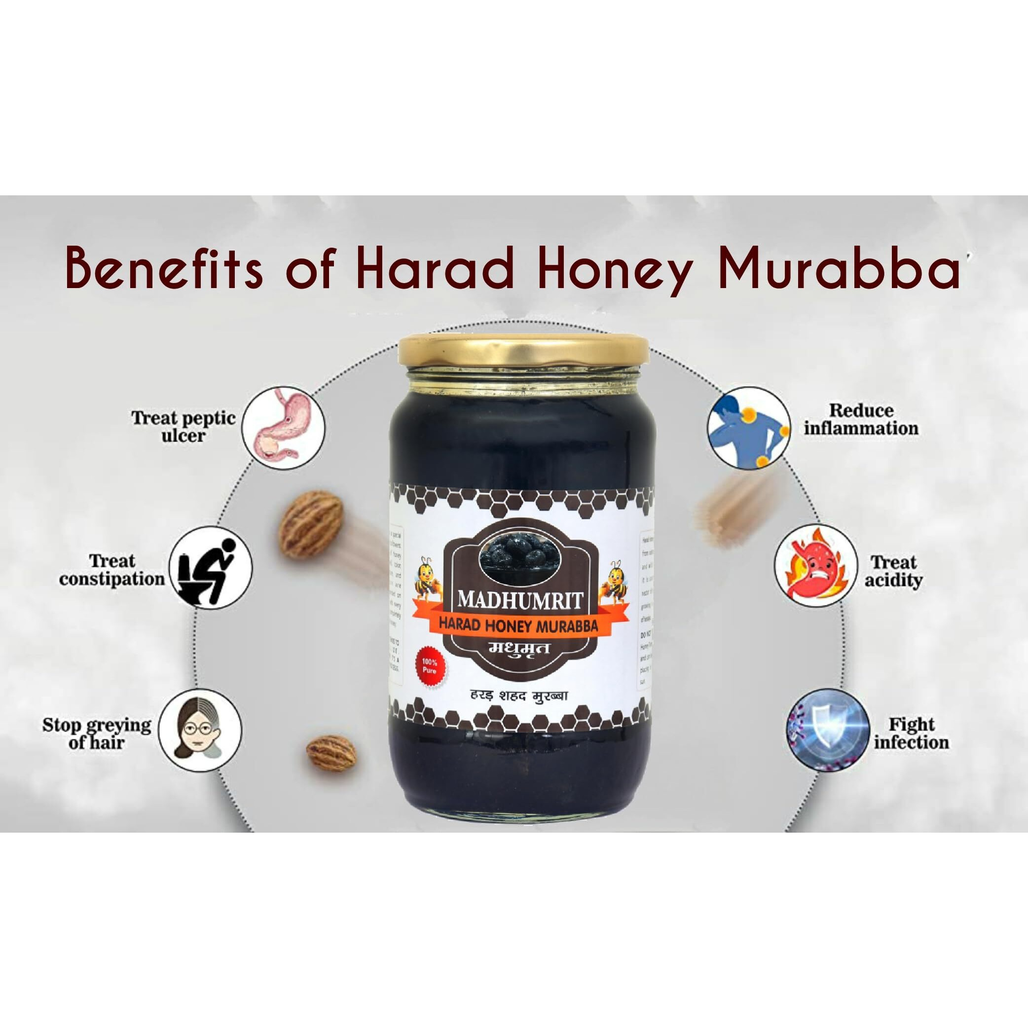 MADHUMRIT 100% Raw Natural & Organic Murabba | Raw Forest Marmalade | Helps Increasing Height, Growth, Healthy and Fresh | (500 gram) (Harad)