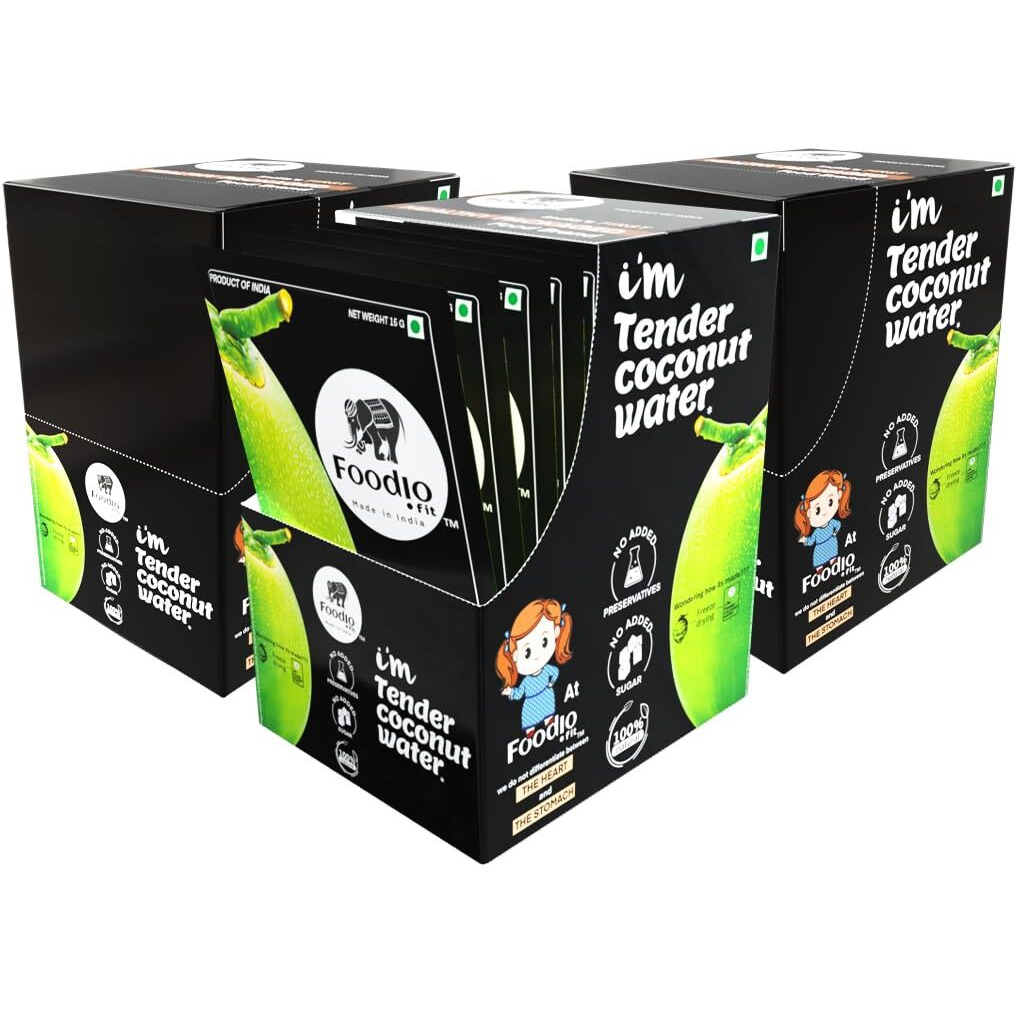 Foodio.fit Im Tender Coconut Water (12L) | Coconut Water Powder Sachet (60 Sachets)