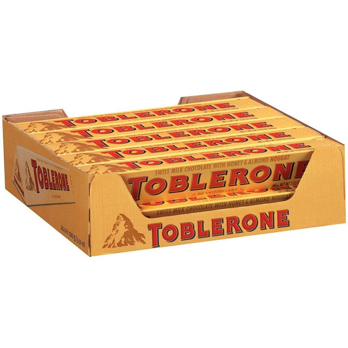 Toblerone Milk Chocolate With Honey And Almond Nougat Pack Of 12, X 100 G - 1200 Gm