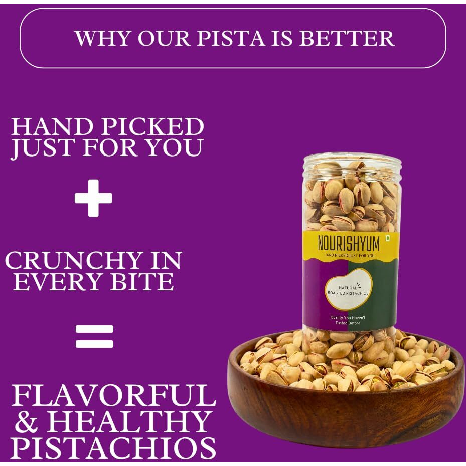 Nourishyum Premium California Pistachios 1kg (500g x 2) With Reusable Jar | Roasted & Salted Pista | 100% Natural Crunch Pista | Nuts & Dry Fruits | Healthy Snacks | Dry Fruit Gift Pack