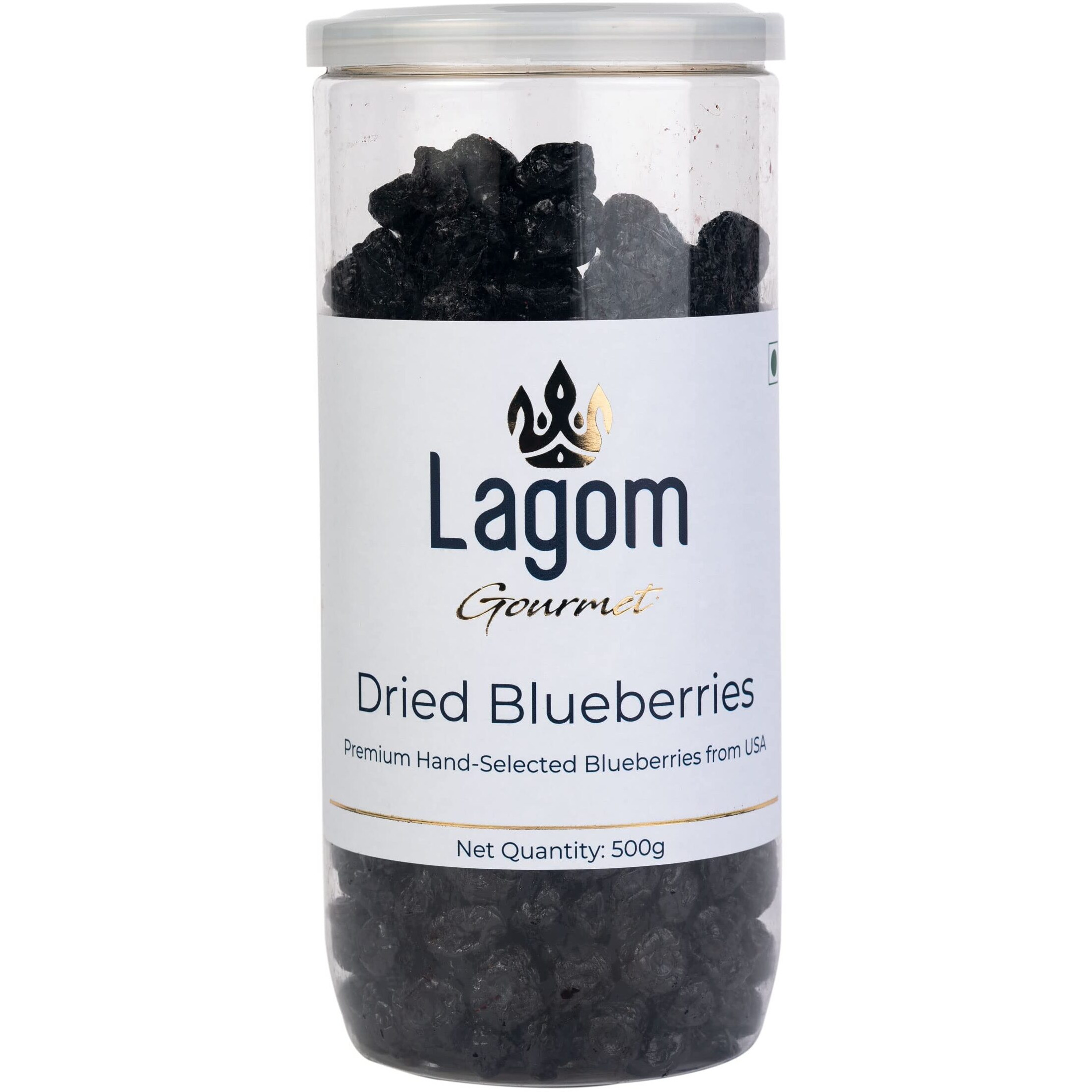 Lagom Gourmet Dried Blueberry 500g | Gluten Free | Vegan | Plant Based | Non GMO | Blueberry Dry Fruit