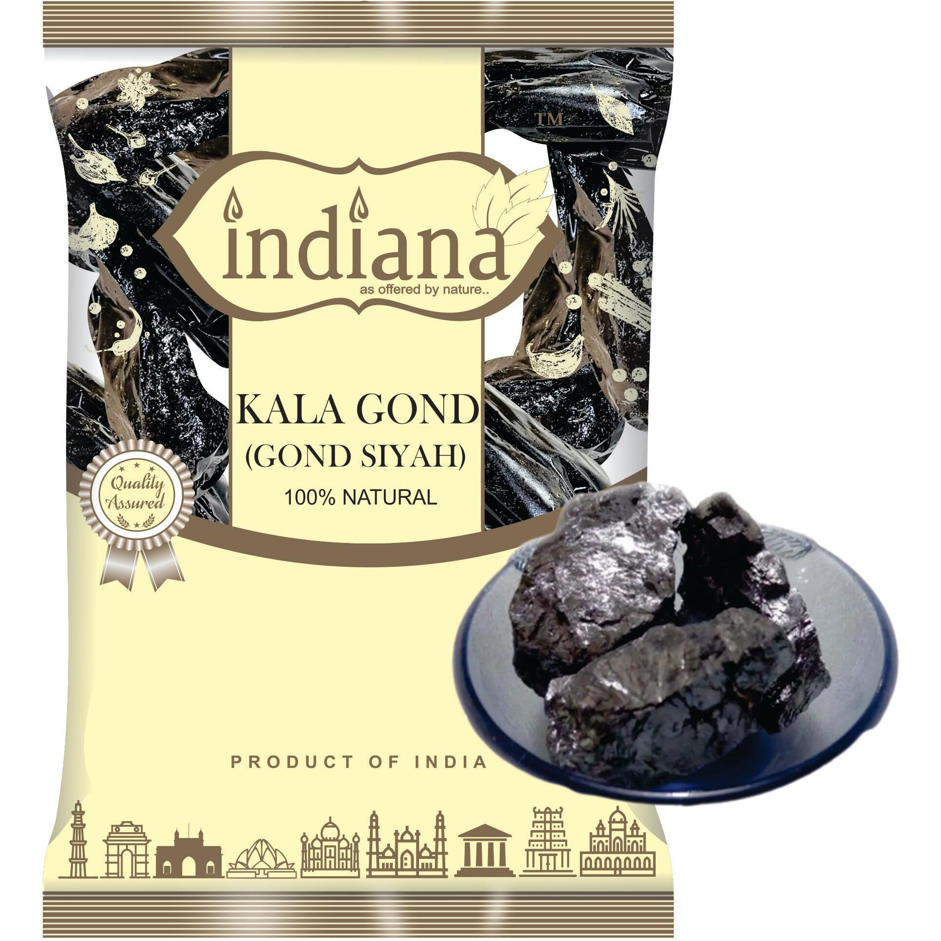 Indiana as offered by nature Kala Gond | Gond Siyah | Black Gum | 100% Pure & Ayurvedic | Lab Tested And Certified (400Gm)