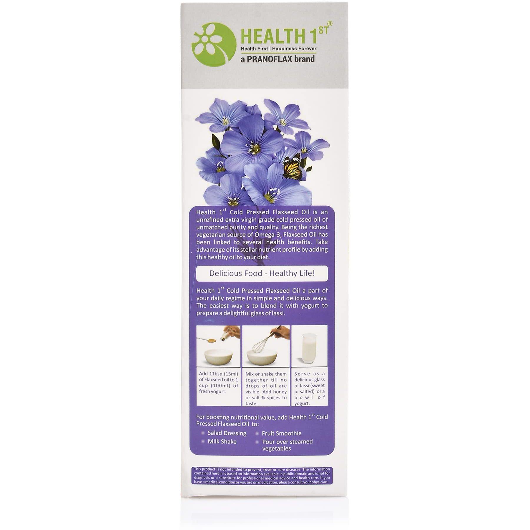HEALTH 1st Cold Pressed Flaxseed Oil, (Alsi Oil) (Omega -3) - 200 Ml