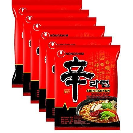 Nongshim Shin Ramyun Instant Korean Style Noodles- (Pack Of 6) (Imported), 120 grams