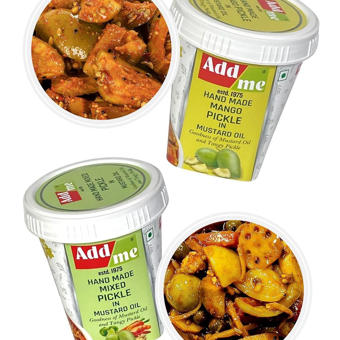 Add me Hand Made Combo Pack Pickle 1kg Mango Pickle 500g aam ka achar in Mustard Oil, Homemade Pachranga Pickle Mixed achaar 500g Pack of 2