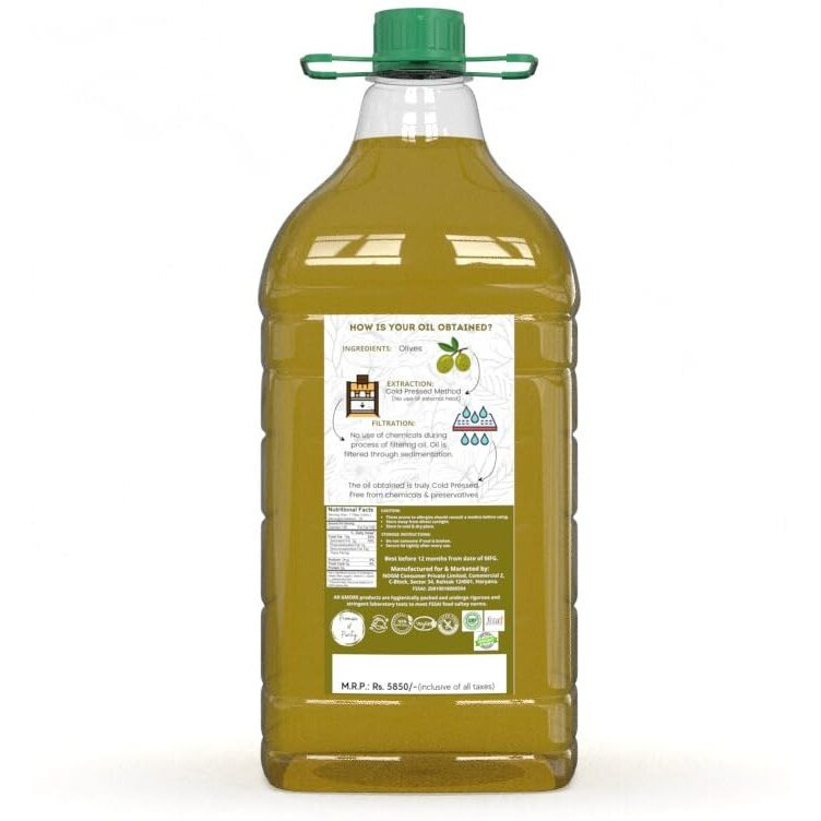 GMORE - Cold Pressed - Extra Virgin - Olive Oil - Organic - 100% Pure & Natural Olive Oil (5000ml)