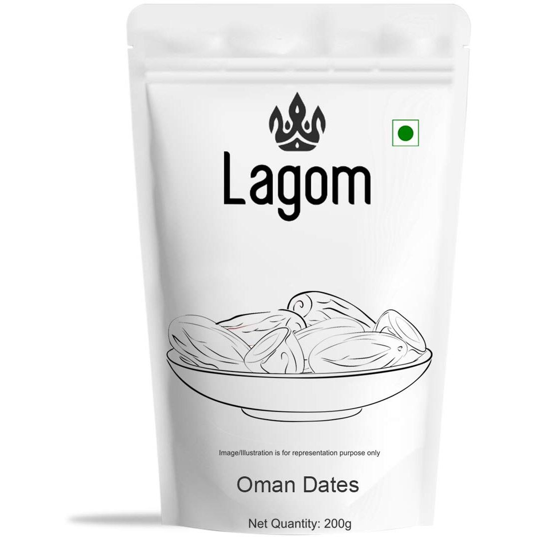 Lagom Omani Dates 200g | All Natural | No Preservatives | No Added Sugar | Gluten Free | Vegan | Plant Based | Non GMO | Dates Dry Fruits | Khajur | Khajoor | Khejur