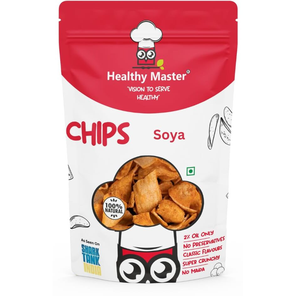 Healthy Master Baked Soya Chips with All Natural Ingredients| High in Fiber - 1KG | Low in Sodium | Helps in Weight Loss | Calcium Rich | Gluten-Free | Vacuum Cooked | Oil-Free