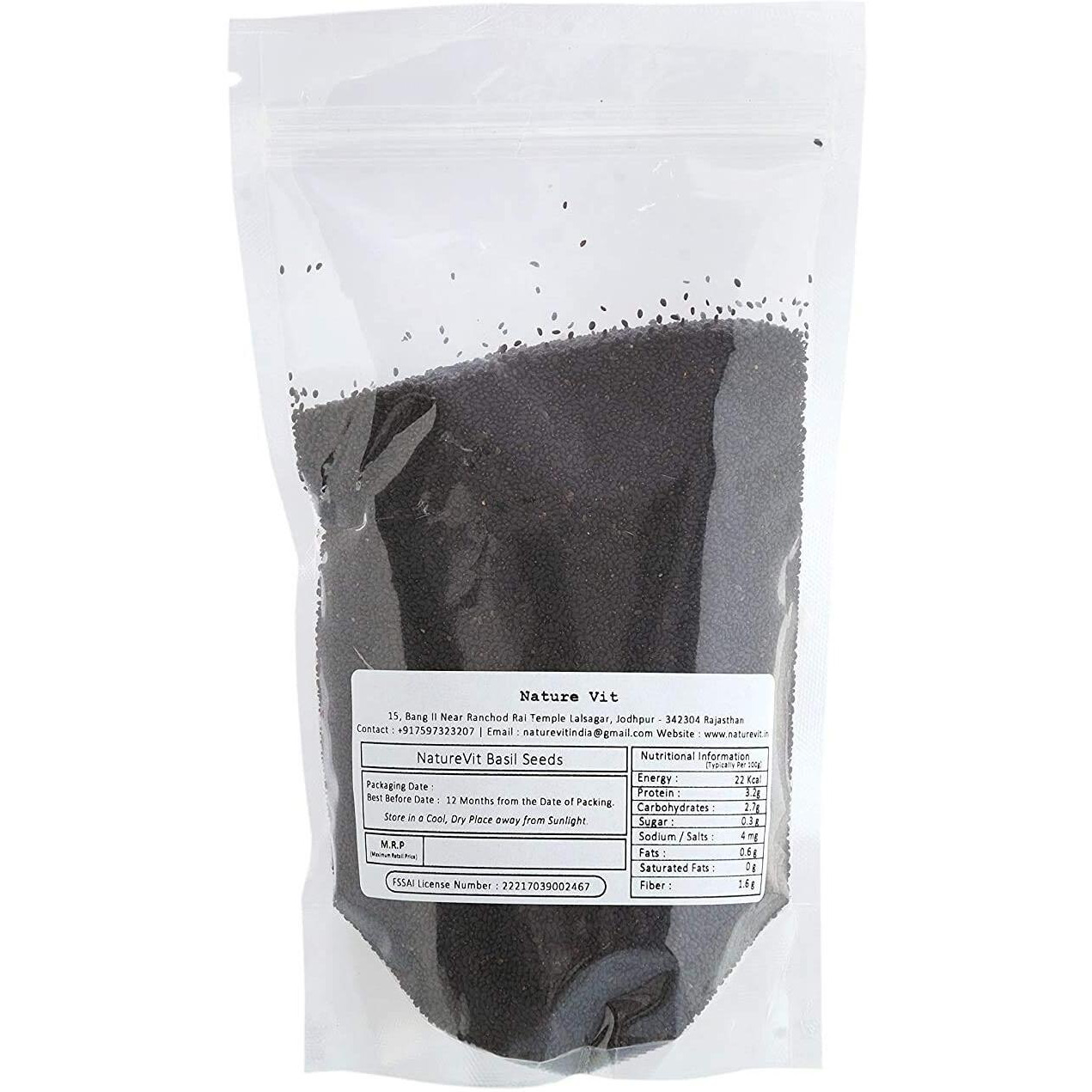 Nature Vit Basil Seeds, 400Gms | Tukmaria Seeds | Sabja Seeds | (Reduces Body Heat)
