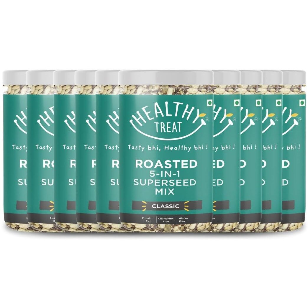 Healthy Treat Roasted 5 in 1 Super Seeds Mix Combo 1 kg (Pack of 10, 100gm Each) | Trail Mix | Seeds Mix | Roasted Seeds Mix for eating | A blend of Pumpkin seeds, Flax seeds, Watermelon seeds, Chia seeds, and Sesame seeds | Mixed Seeds for Weight Loss | Healthy Diet Snacks