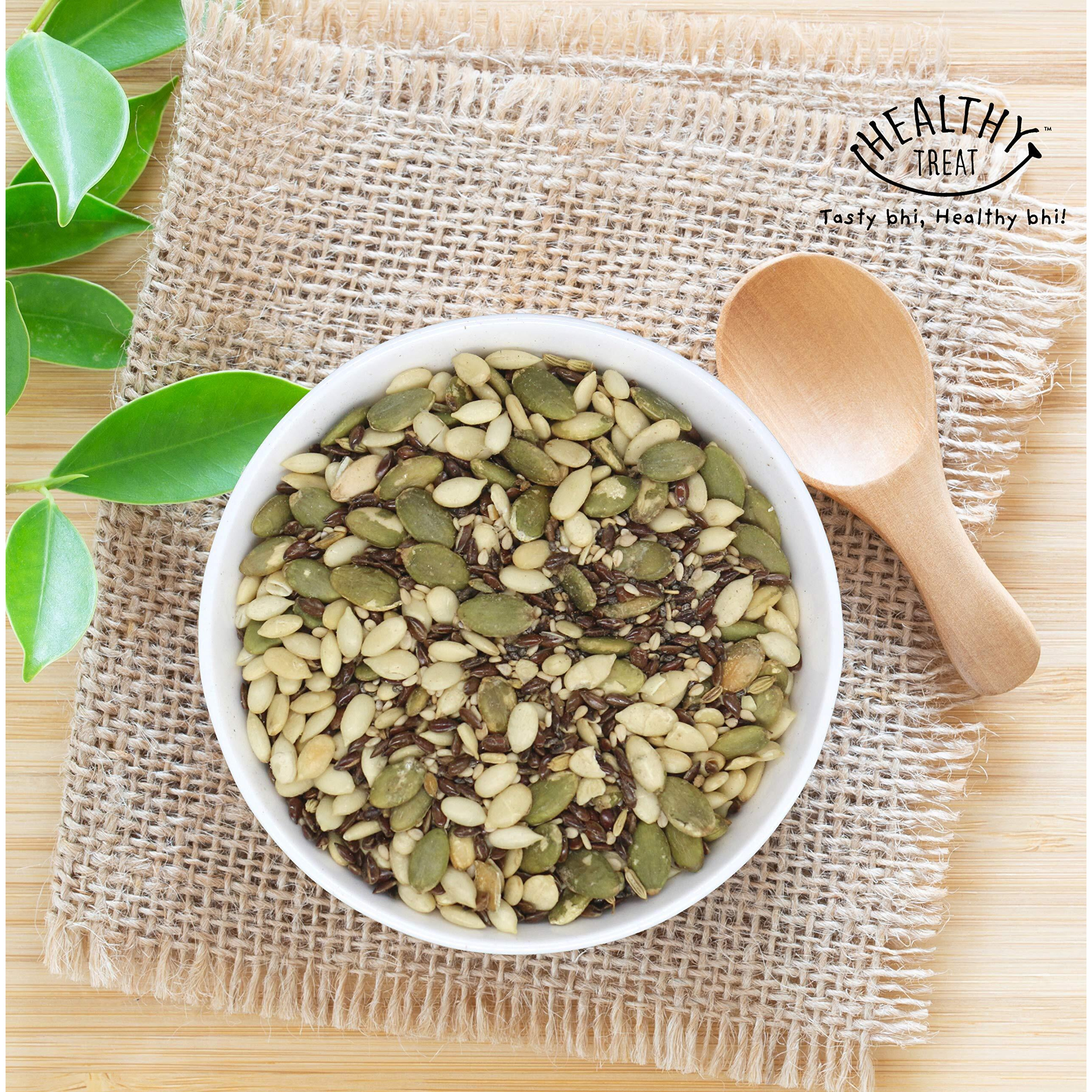 Healthy Treat Roasted 5 in 1 Super Seeds Mix Combo 1 kg (Pack of 10, 100gm Each) | Trail Mix | Seeds Mix | Roasted Seeds Mix for eating | A blend of Pumpkin seeds, Flax seeds, Watermelon seeds, Chia seeds, and Sesame seeds | Mixed Seeds for Weight Loss | Healthy Diet Snacks