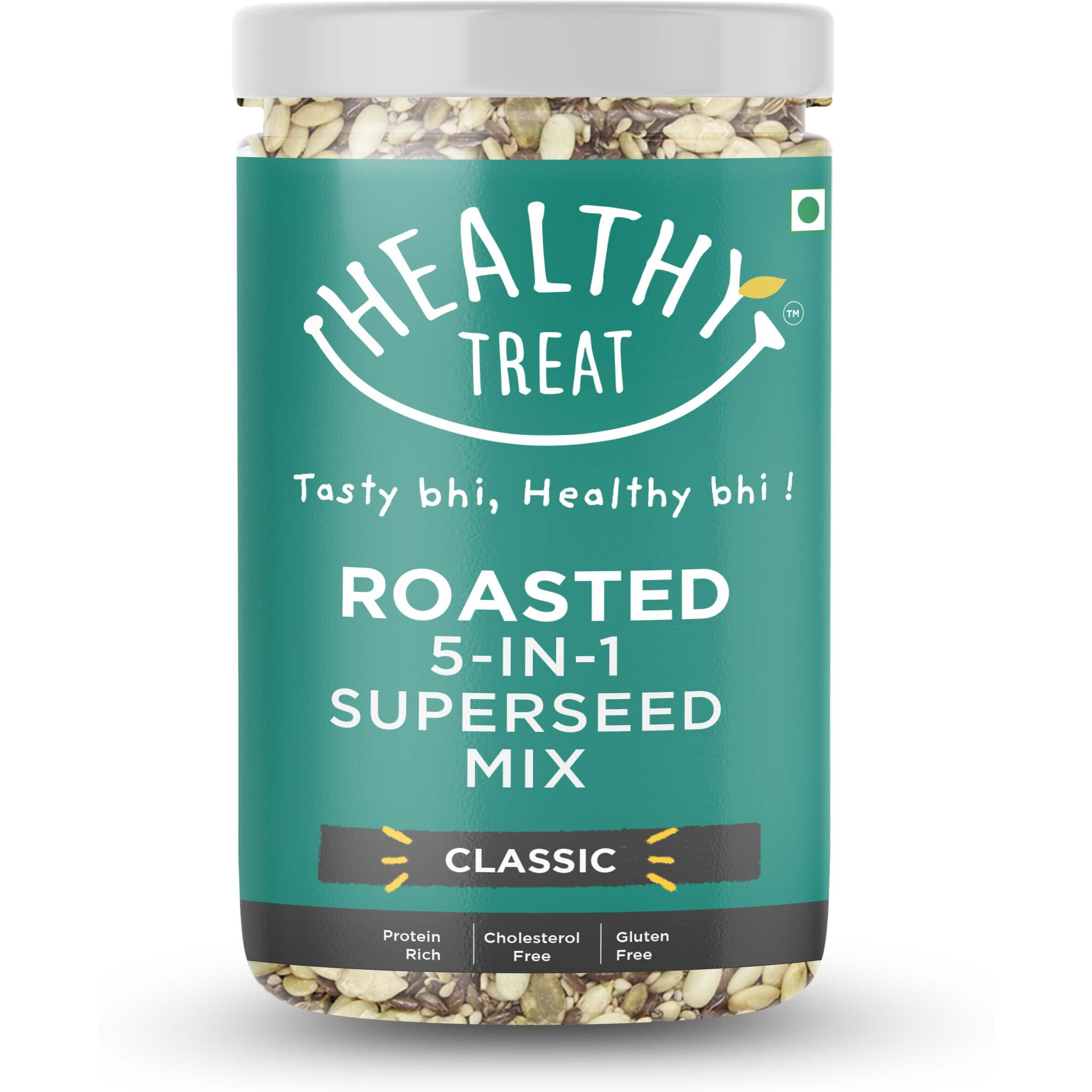 Healthy Treat Roasted 5 in 1 Super Seeds Mix Combo 1 kg (Pack of 10, 100gm Each) | Trail Mix | Seeds Mix | Roasted Seeds Mix for eating | A blend of Pumpkin seeds, Flax seeds, Watermelon seeds, Chia seeds, and Sesame seeds | Mixed Seeds for Weight Loss | Healthy Diet Snacks