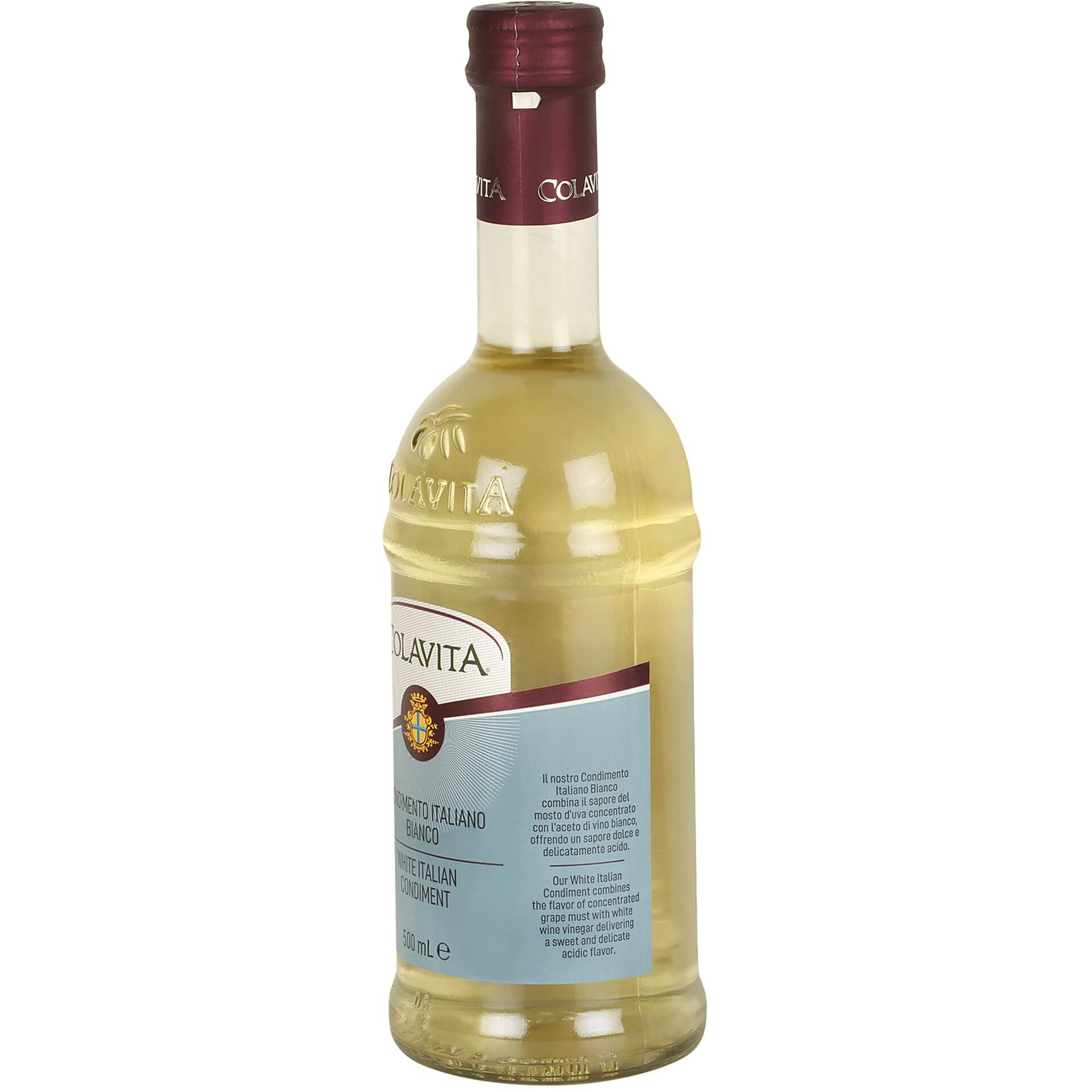Colavita White Italian Condiment (Balsamic Vinegar 500ml) | Imported from Italy | Premium Vinegar for Cooking, Salad Dressings and Marinating Fresh or Grilled Vegetables | No Artificial Colours