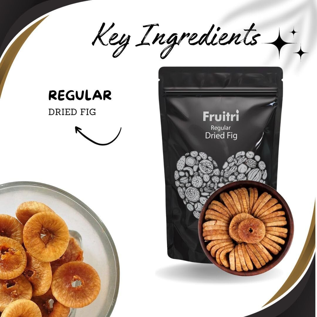 Fruitri Regular Sun Dried Fig, Vacuumed Pack Afghani Anjeer, Medium Size, 200 Gram