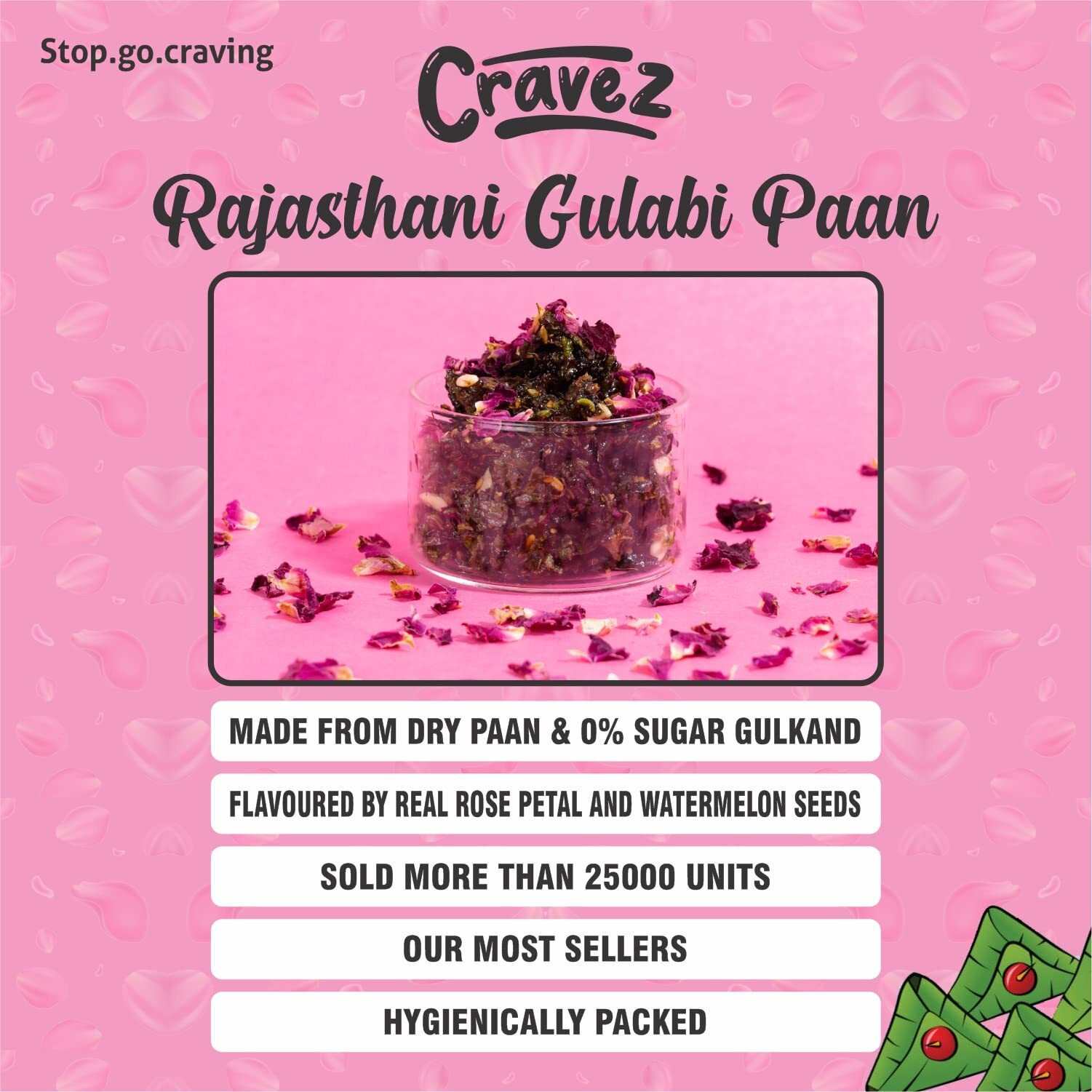 cravez Paan Mouth Freshener|Refreshing & Digestive After Meal Snack Mukhvas|Hygienically Packed Mukhwaas (Gulabi Pan Mouth Freshner, 370 Gram)