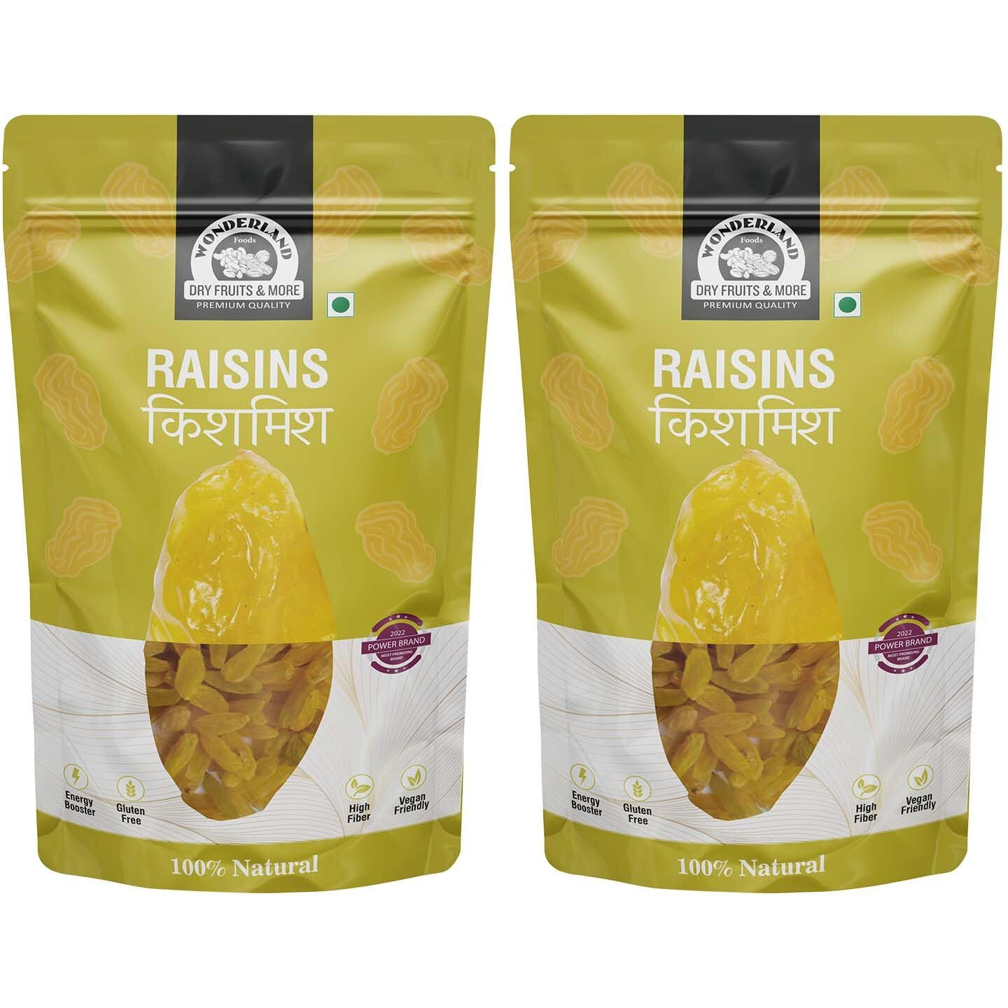 WONDERLAND FOODS Plain Green Raisin (Kishmish) Dried Grapes 400g (200g X 2) Pouch
