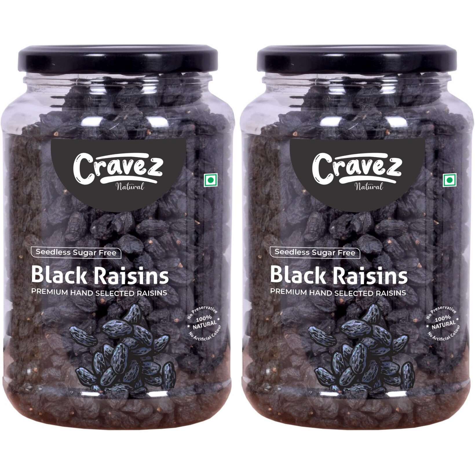 cravez Seedless Black Raisins 1000 Gram|Kali Kishmish|High In Antioxidants|Naturally Sweet & Tasty|Fiberous & Delicious For Snacking|No Preservatives|No Additives|Healthy Snacks, Fresh