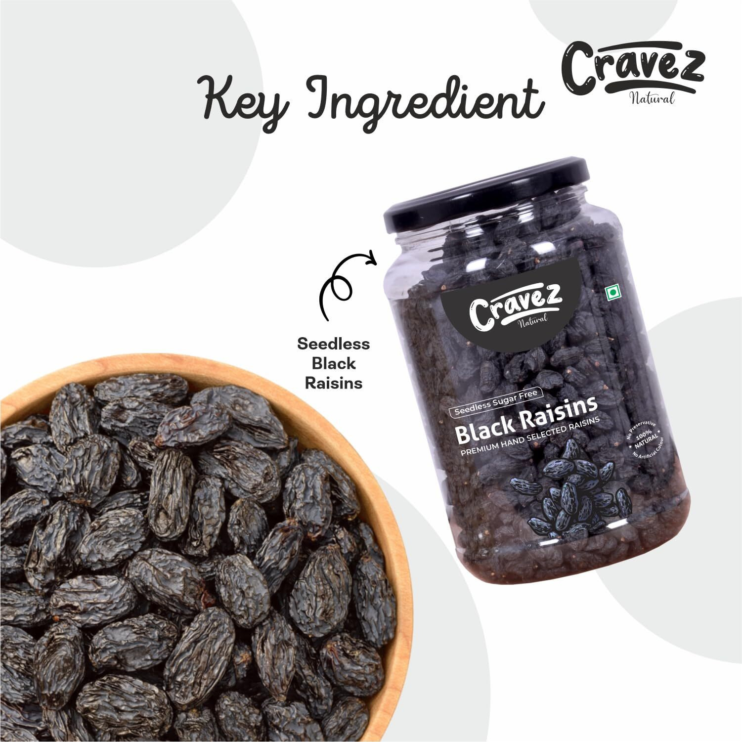 cravez Seedless Black Raisins 1000 Gram|Kali Kishmish|High In Antioxidants|Naturally Sweet & Tasty|Fiberous & Delicious For Snacking|No Preservatives|No Additives|Healthy Snacks, Fresh