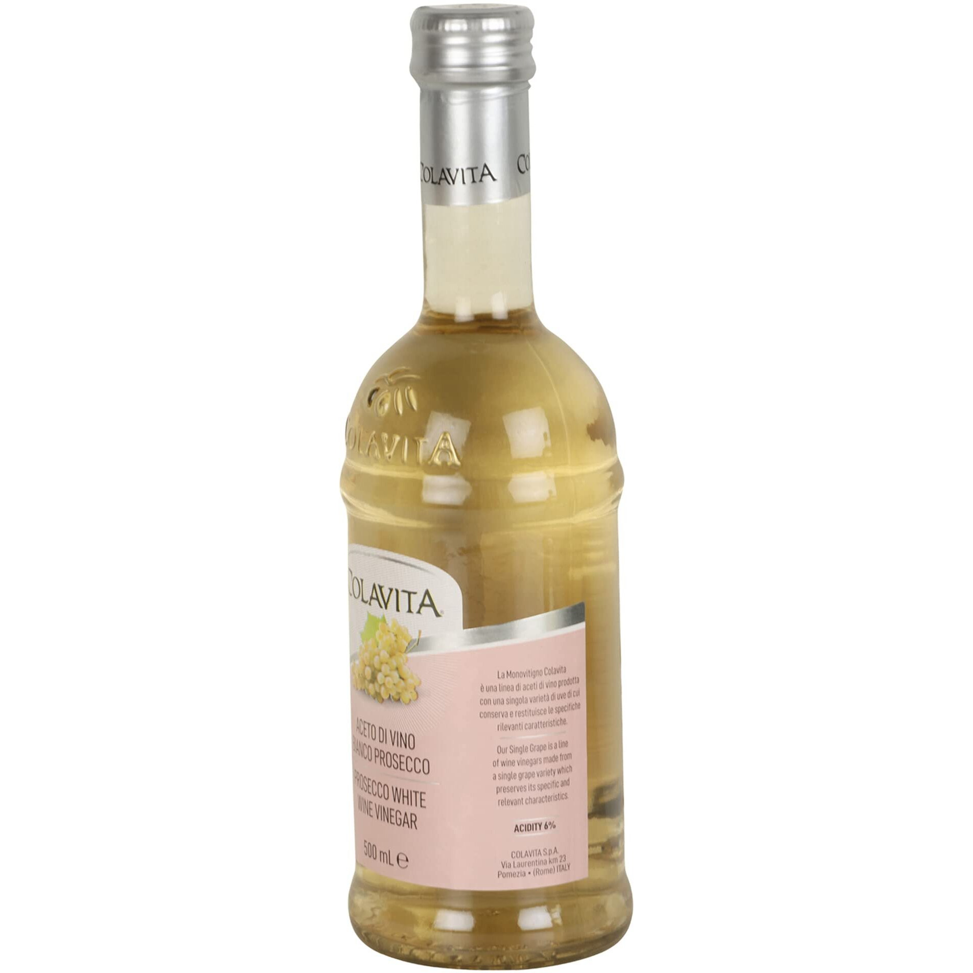 Colavita Prosecco White Vinegar (500ml) | Imported from Italy | Premium White Vinegar for Salads, Seasoning Fish and White Meats | No Artificial Colours