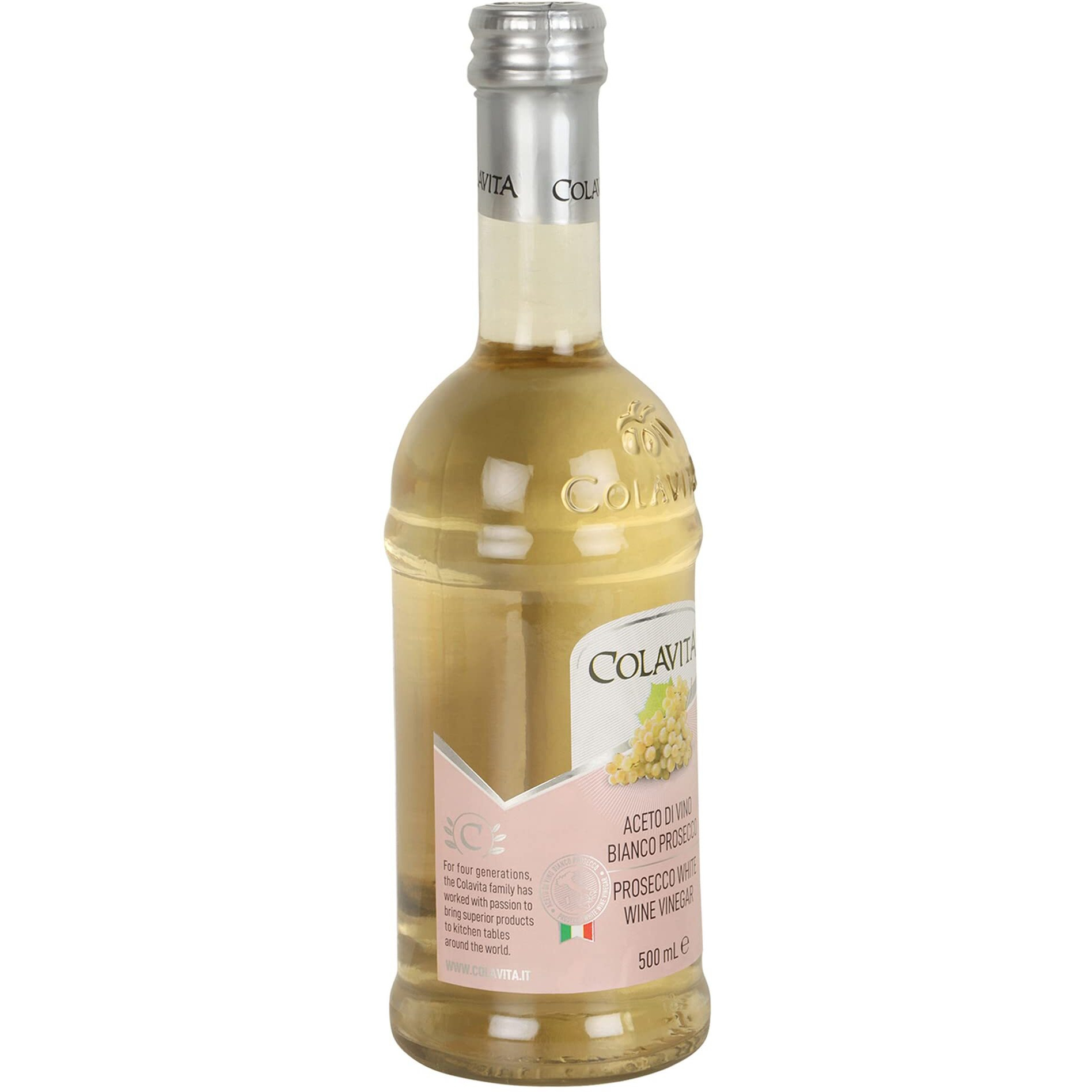 Colavita Prosecco White Vinegar (500ml) | Imported from Italy | Premium White Vinegar for Salads, Seasoning Fish and White Meats | No Artificial Colours