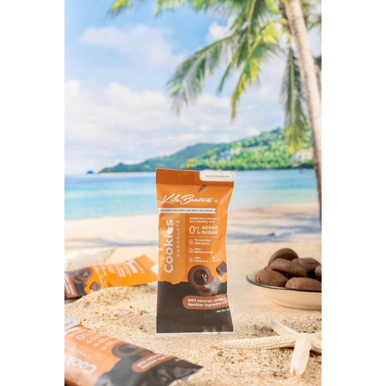 KILOBEATERS Keto Friendly Chocolate Dessert Healthy Diet Cookies Biscuits Snacks for Diet, With Sugar Free, No Maida, Zero Sugar & Zero Preservatives, 30g - (Travel Pack of 15)