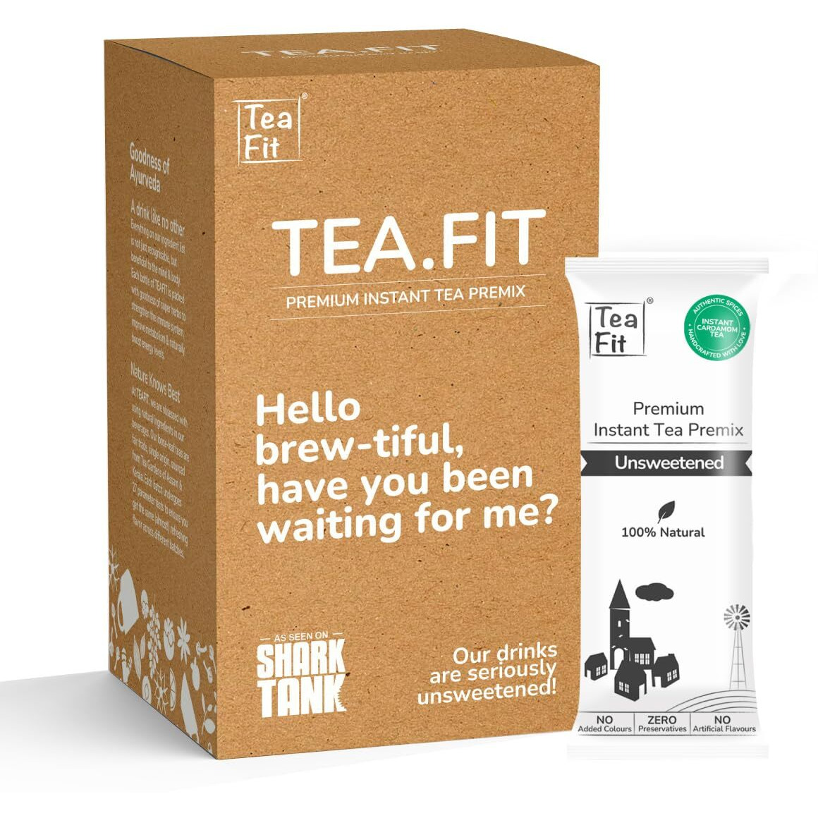 TeaFit Premium Zero Sugar Instant Cardamom Tea Pack of 50 Sachets (700gm) | Cardamom Tea Premix | Diabetic Friendly | Instant Milk Tea Premix | Ready to Drink | Instant Tea Premix | Tea Powder