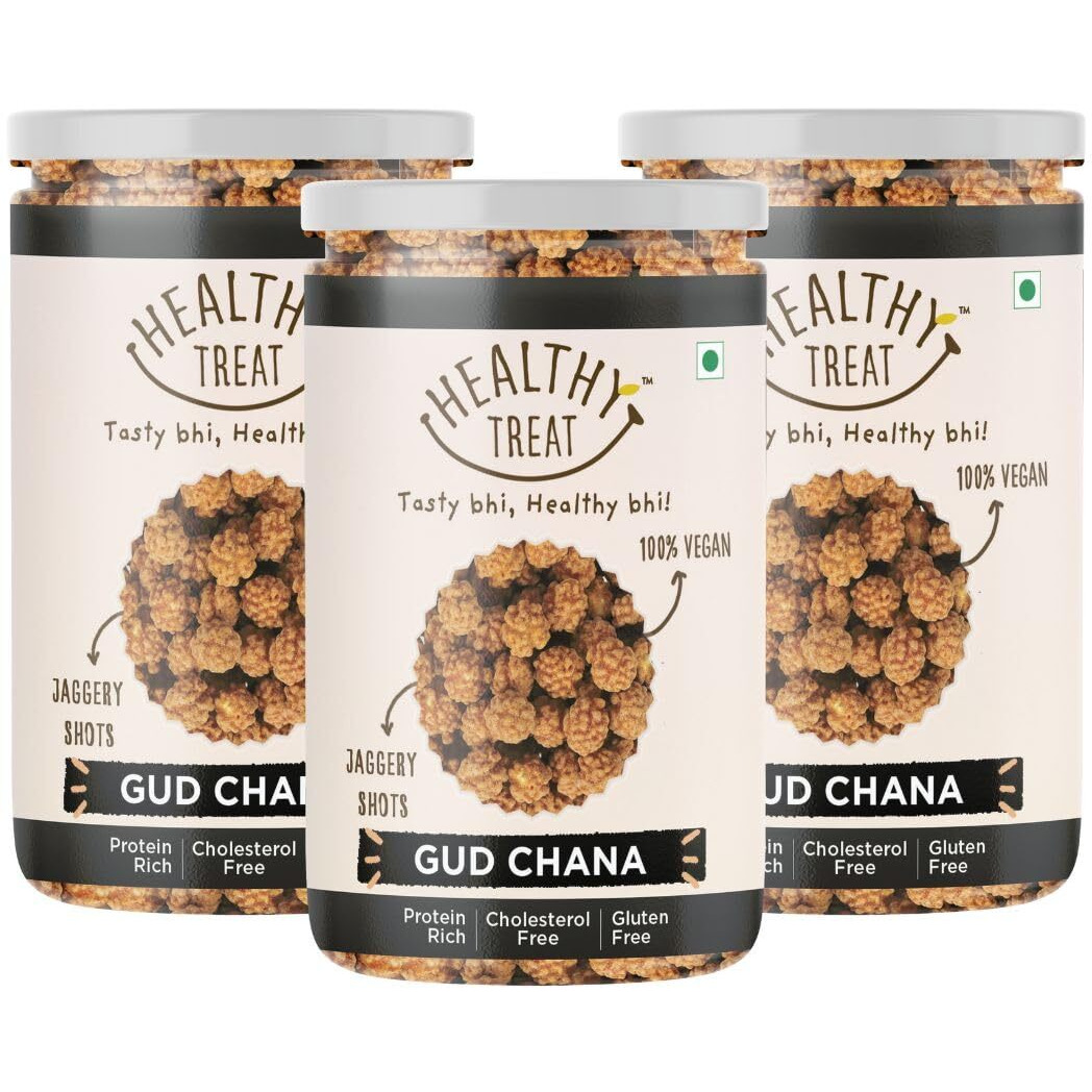 Healthy Treat Gur Chana 600gm | Jaggery Coated Chana | Gud Chana | Roasted Chickpeas with Natural Jaggery | Immunity Booster | Delicious and Healthy Gur Chana Snacks | Perfect for Snacking Anytime