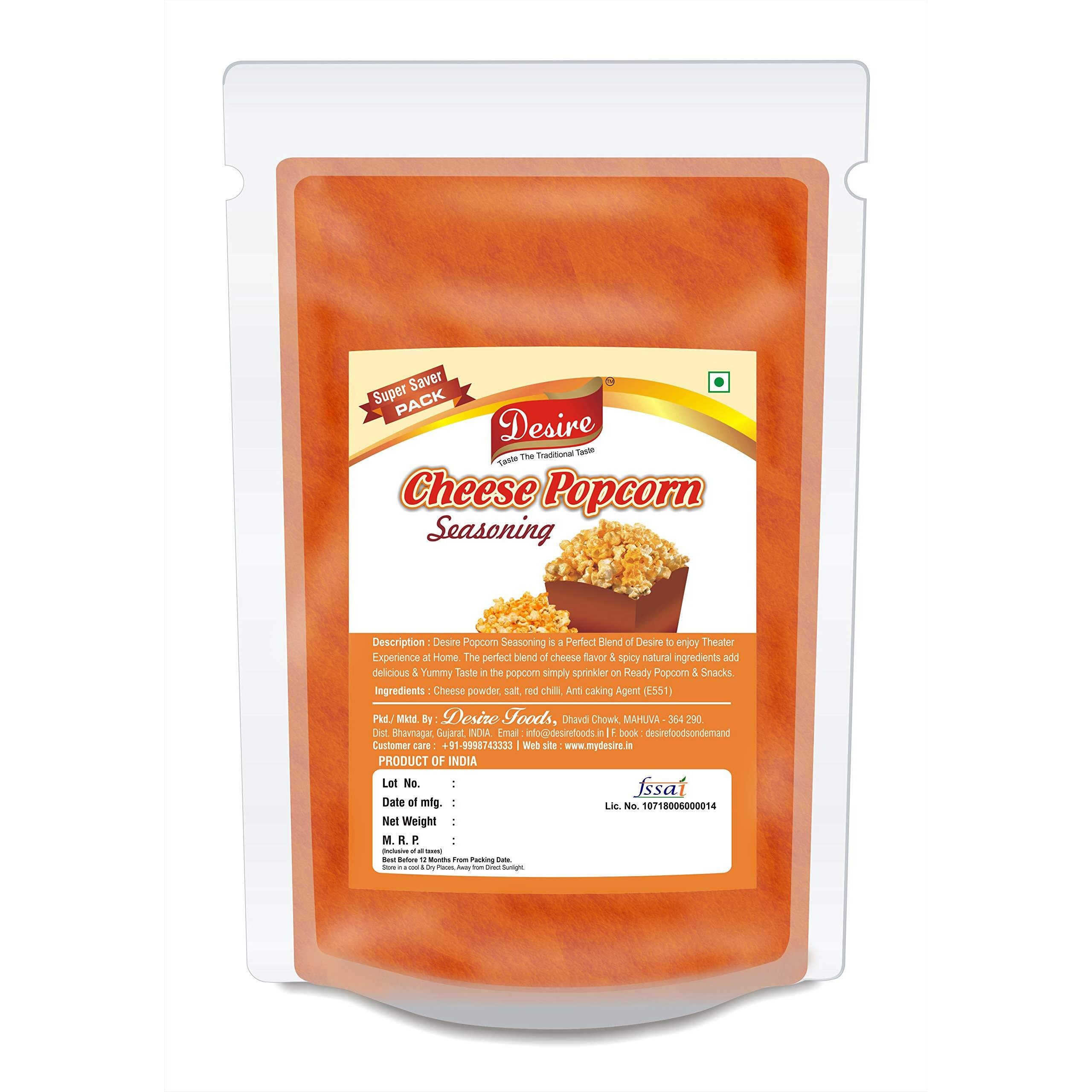 Desire Cheese Popcorn Seasoning Powder 1 Kg [for Popcorn Seasoning, Nachos, Pasta, Pizza, Sprinkle on French Fries]
