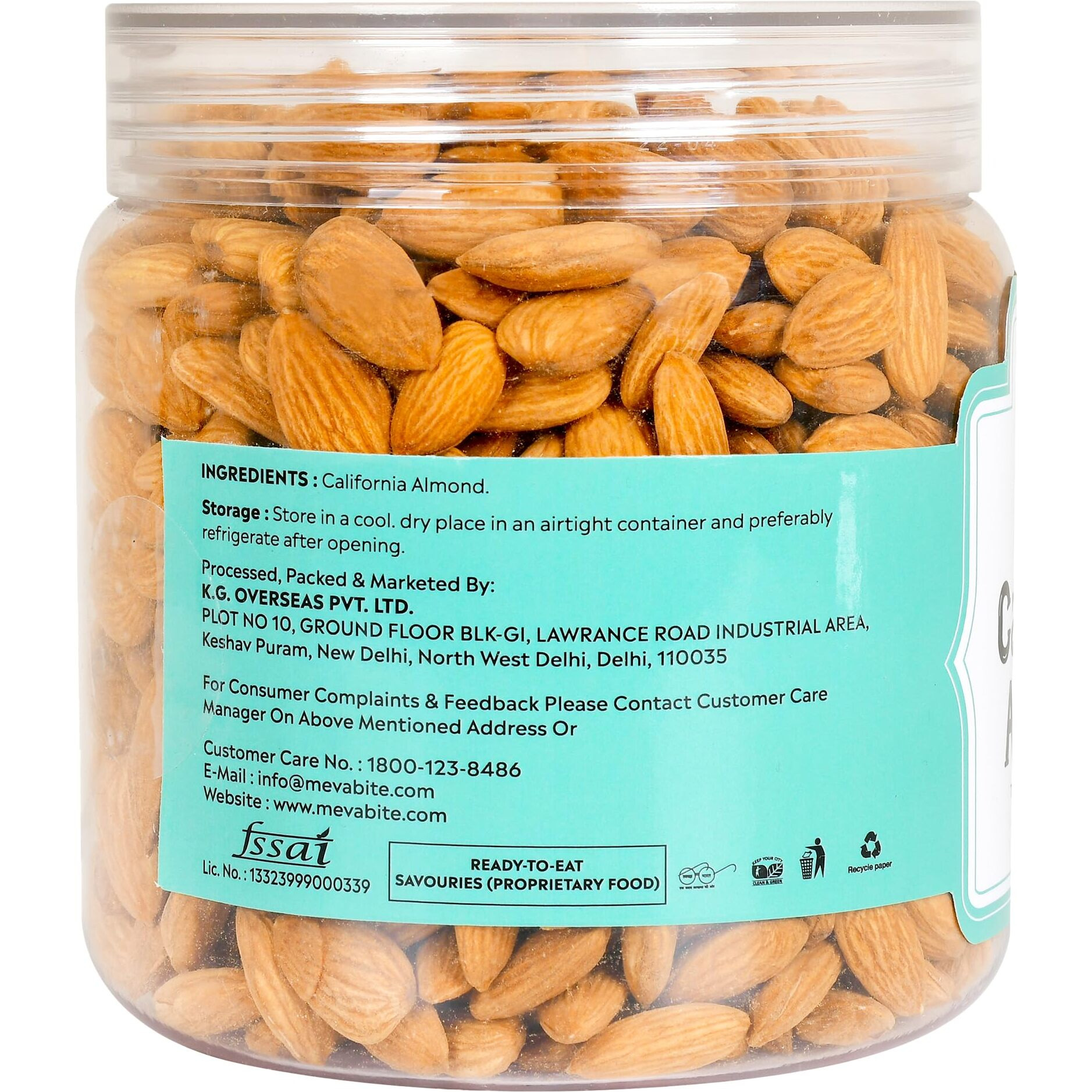 MevaBite Premium California Almonds 1 kg - 100% Natural | Bold Badam Giri Quality | Protein-Rich for Stamina | Real Nuts | Whole Natural Almond Nuts & Dry Fruits | Reusable Jar (Grade - Independence)