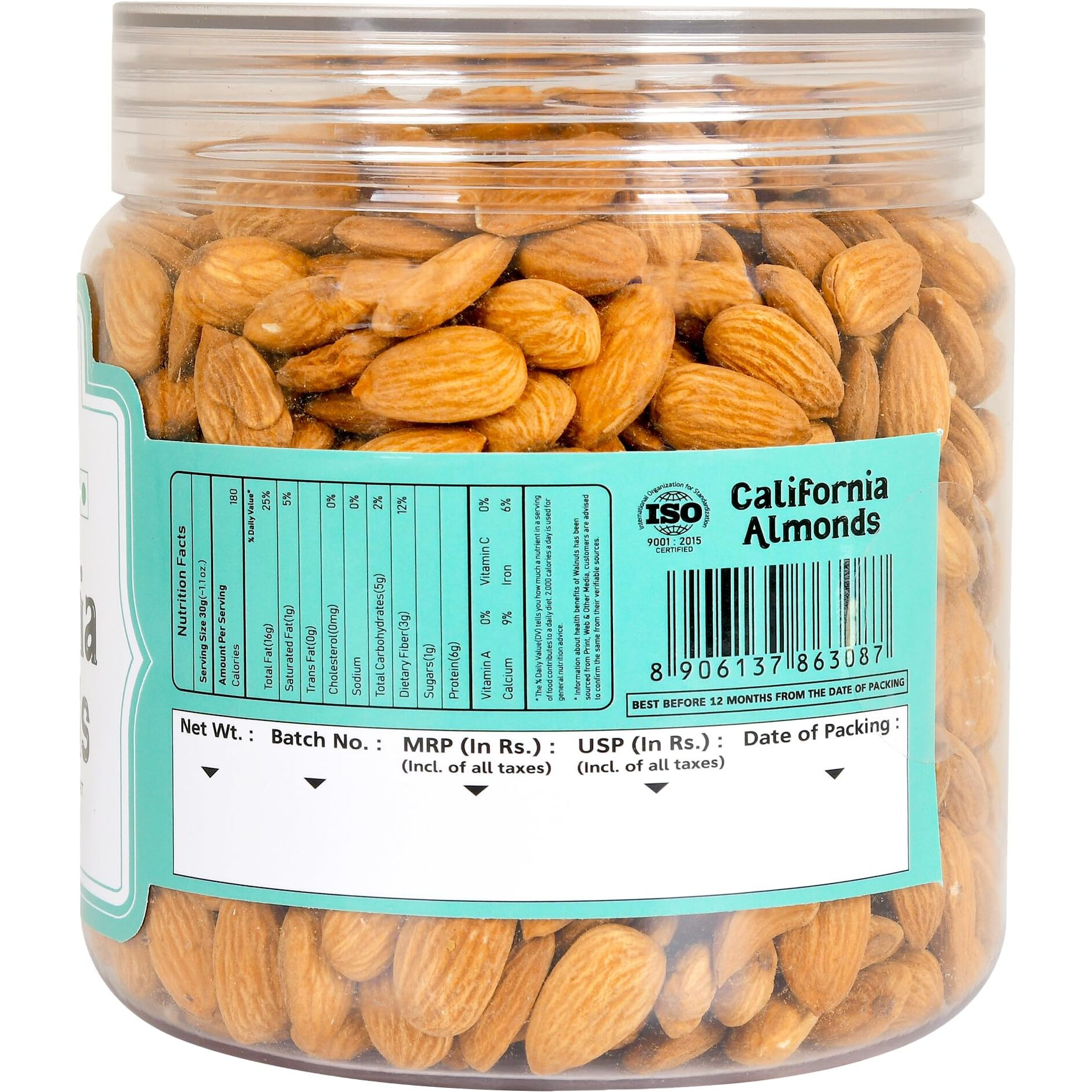 MevaBite Premium California Almonds 1 kg - 100% Natural | Bold Badam Giri Quality | Protein-Rich for Stamina | Real Nuts | Whole Natural Almond Nuts & Dry Fruits | Reusable Jar (Grade - Independence)